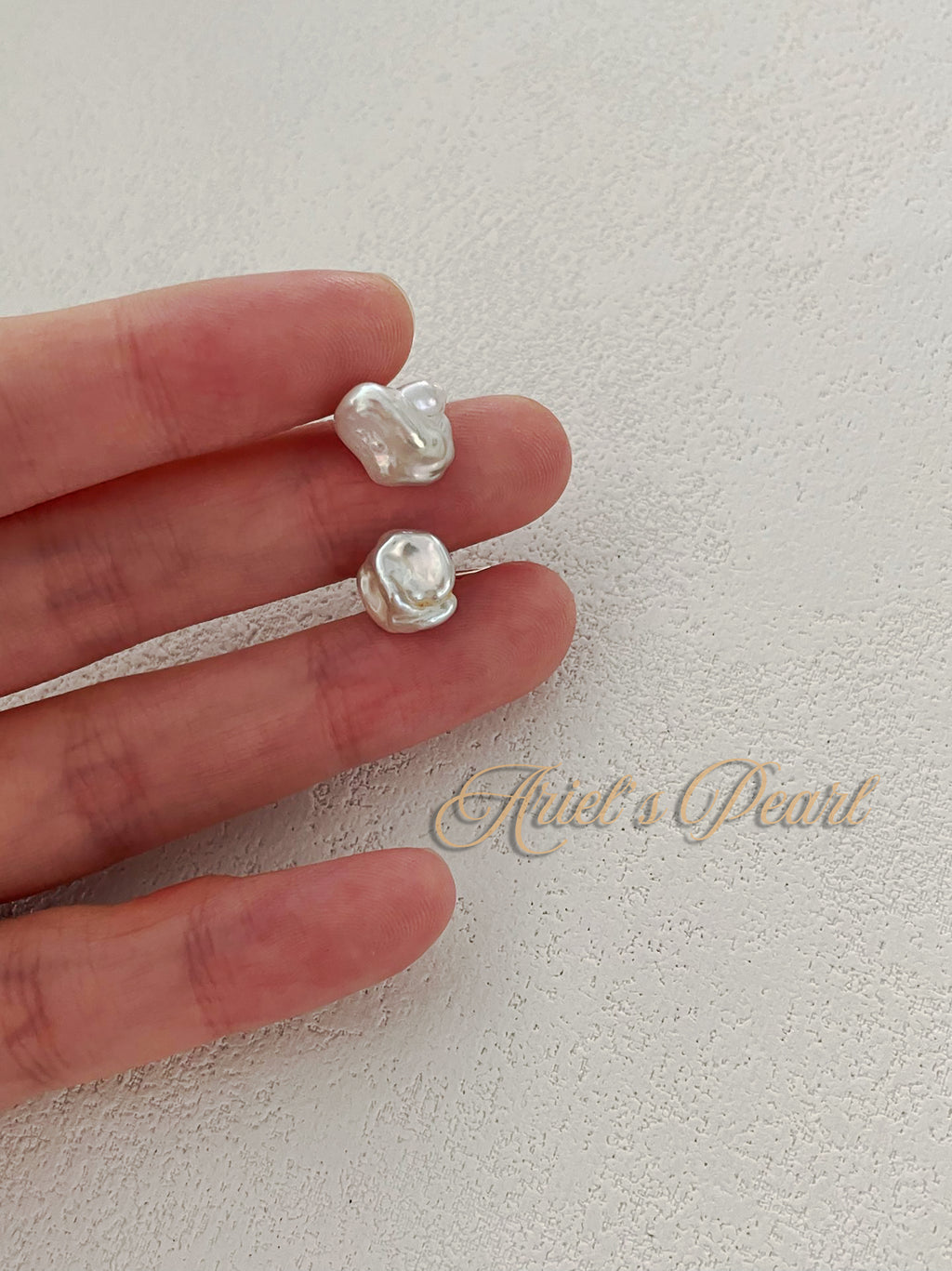 Sculptural Pearl Stud Earrings – Natural Keshi Pearls, 925 Sterling Silver