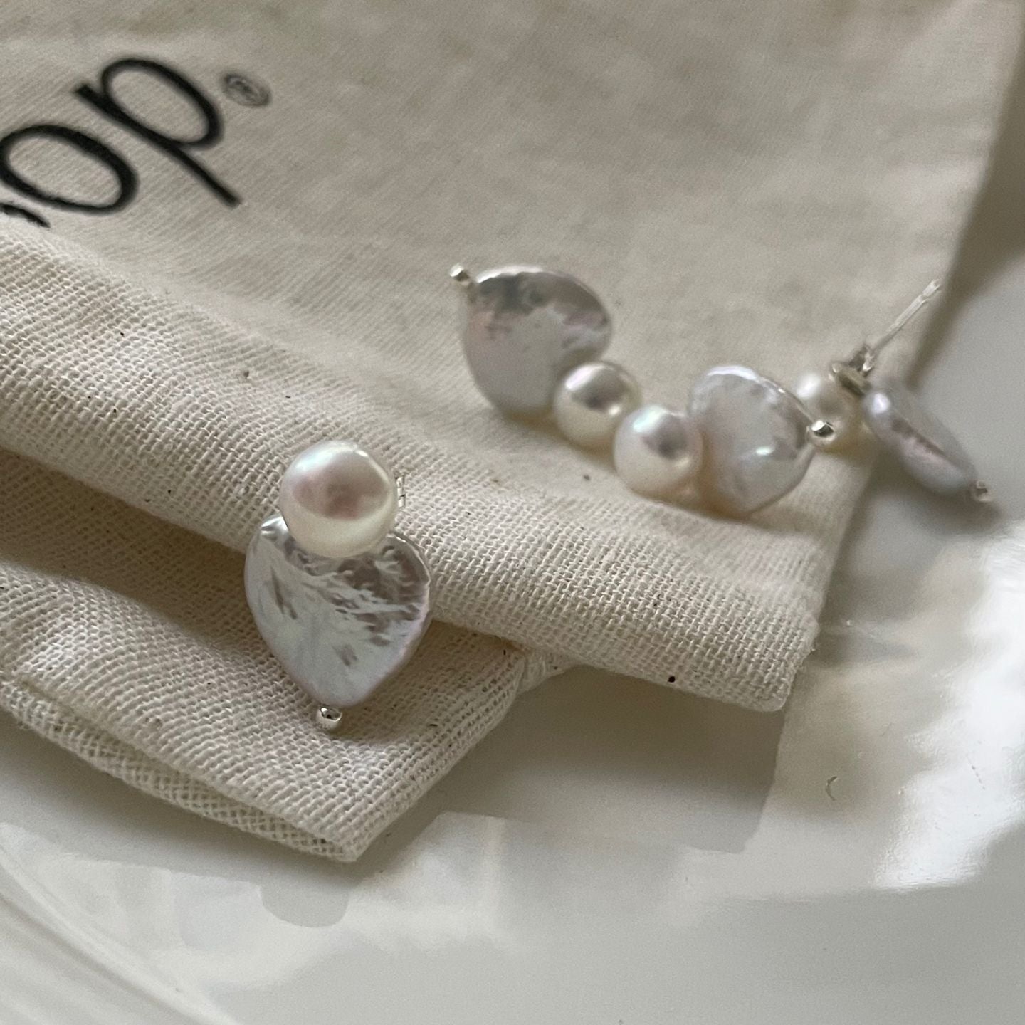 Detachable Heart Baroque Pearl Earrings - Sterling Silver Convertible Pearl Studs
