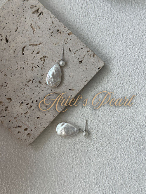 Baroque Pearl Drop Stud Earrings – Freshwater Pearls, S925 Sterling Silver