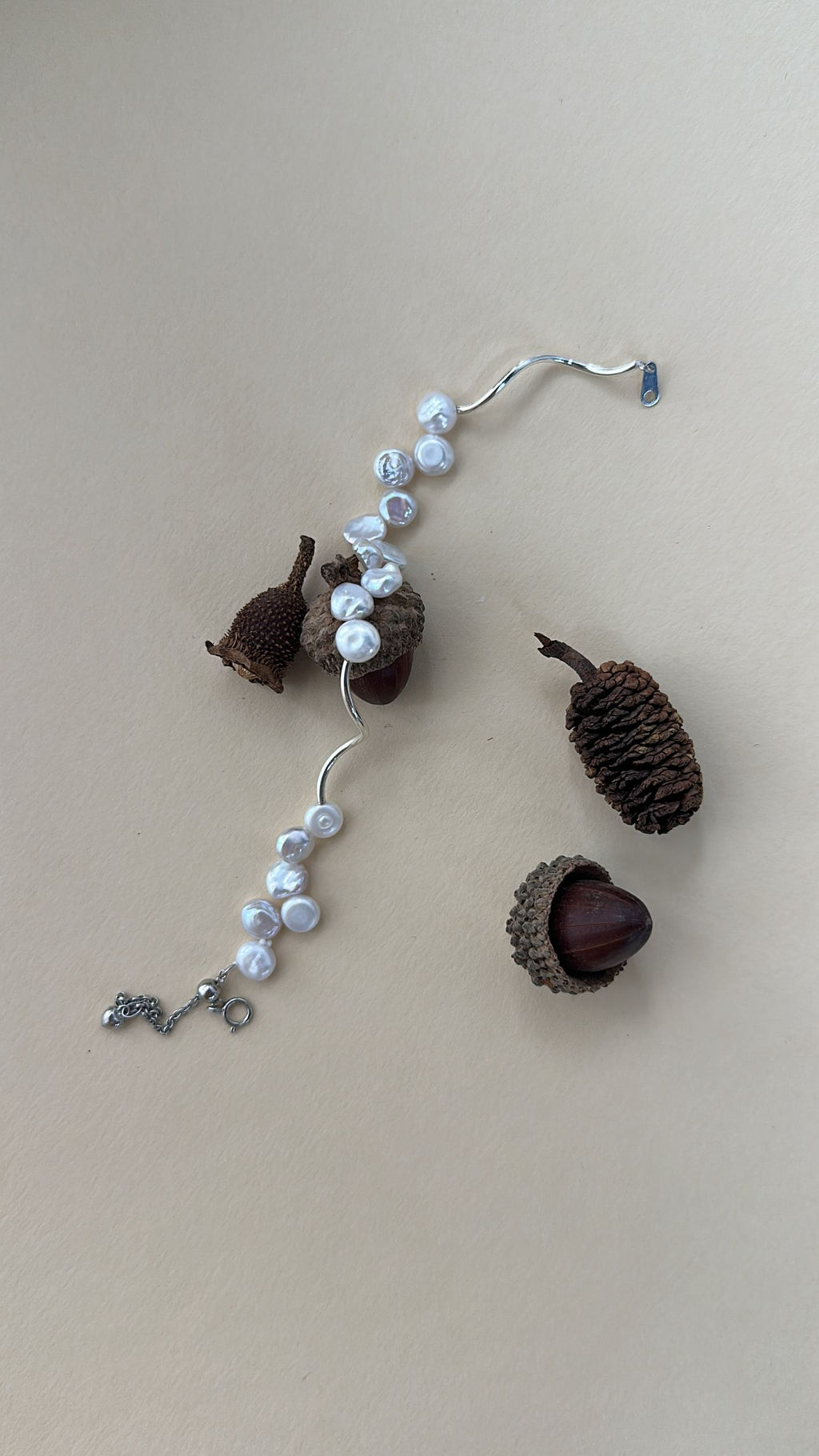 Wave Pearl Bracelet – Freshwater Pearls, Sterling Silver Adjustable Chain