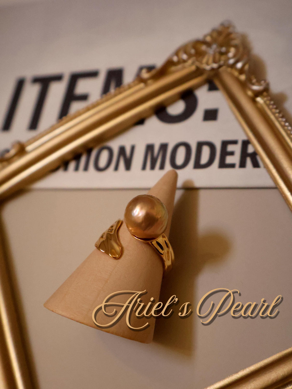 Baroque Pearl Leaf Ring – Freshwater Pearl, S925 Sterling Silver, Adjustable Fit