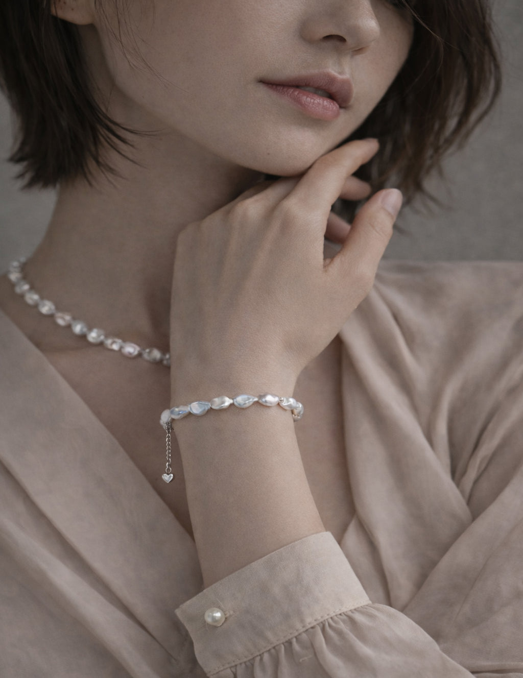 Keshi Baroque Pearl Bracelet – Freshwater Pearls with Adjustable 925 Sterling Silver Chain