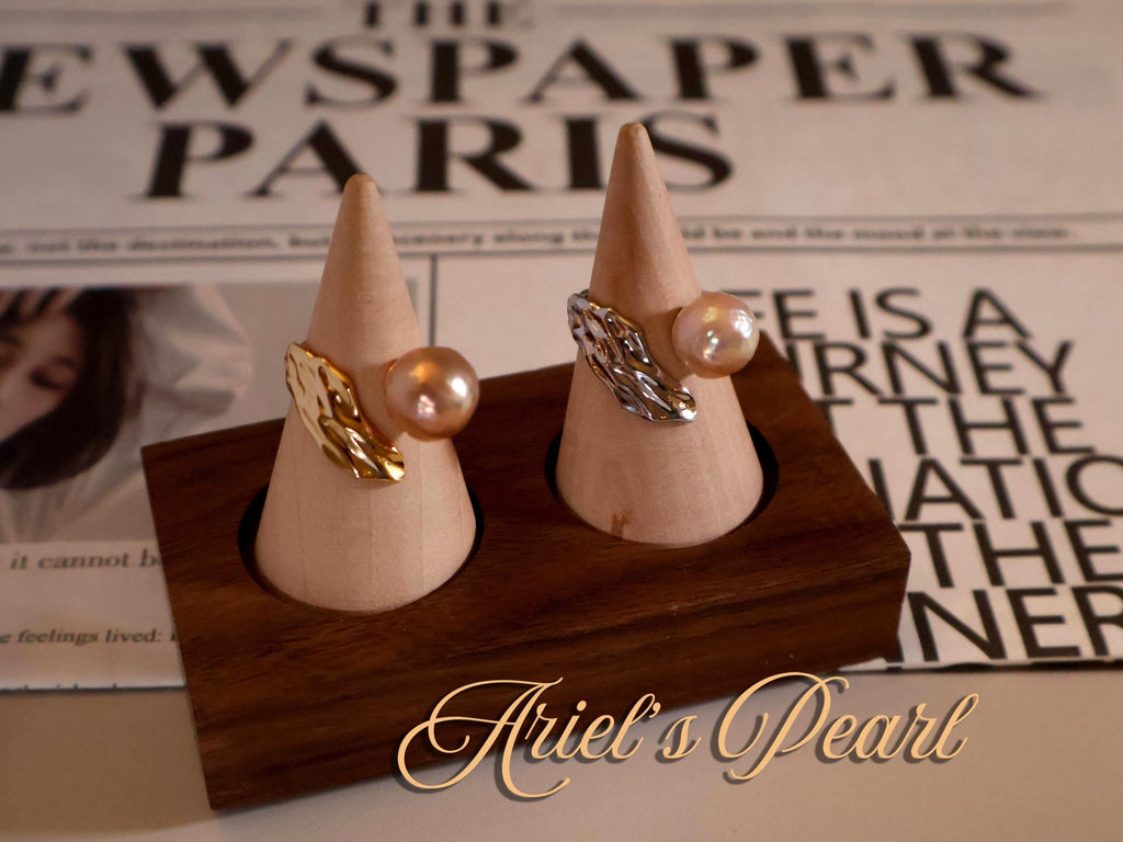 Baroque Pearl Leaf Ring – Freshwater Pearl, S925 Sterling Silver, Adjustable Fit