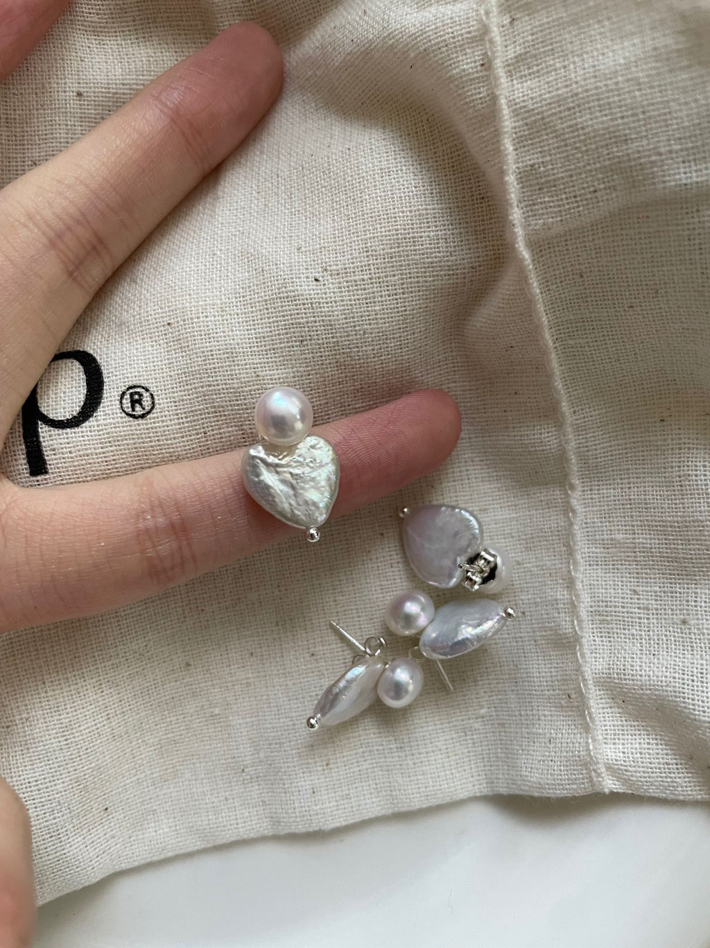 Detachable Heart Baroque Pearl Earrings - Sterling Silver Convertible Pearl Studs