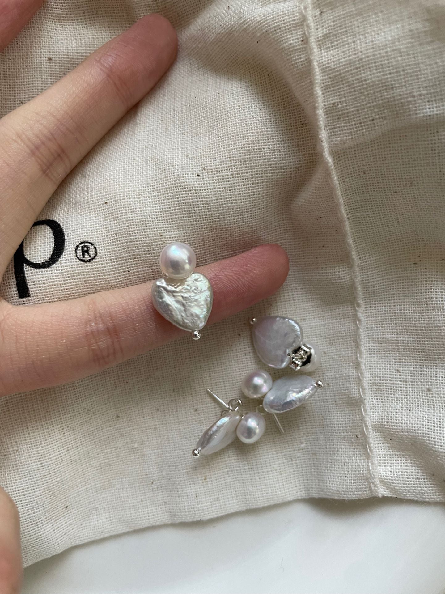 Detachable Heart Baroque Pearl Earrings - Sterling Silver Convertible Pearl Studs