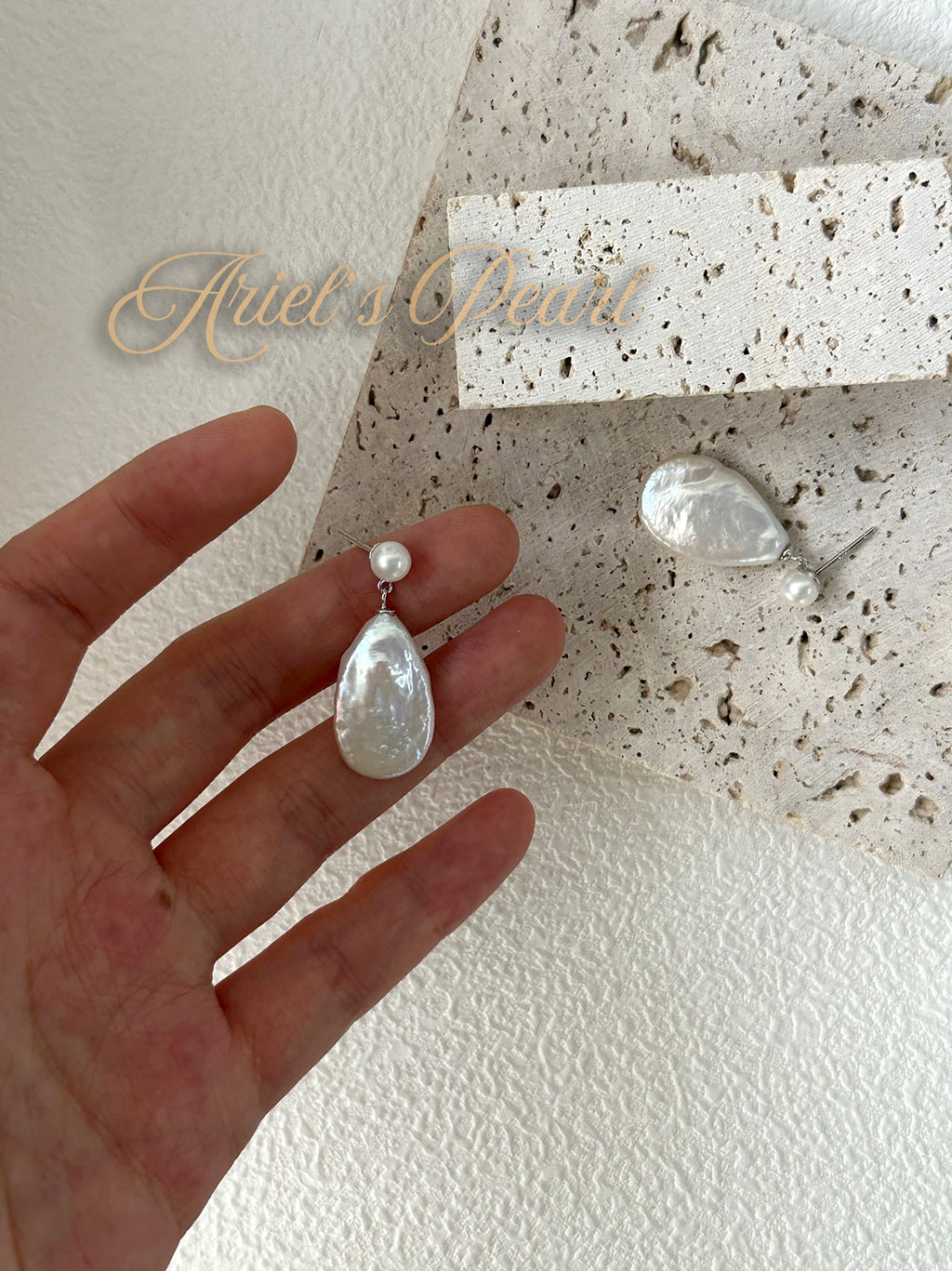 Baroque Pearl Drop Stud Earrings – Freshwater Pearls, S925 Sterling Silver