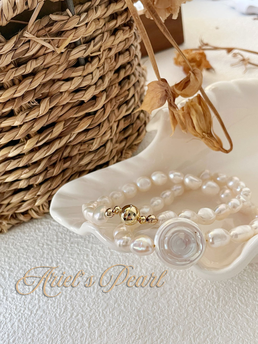 Baroque Beaded Pearl Necklace – Freshwater Pearls with Magnetic Metal Clasp