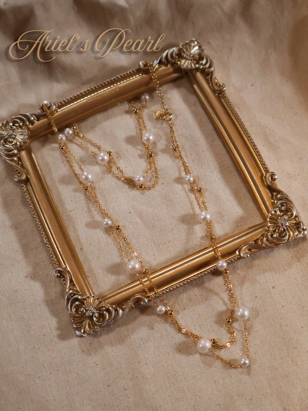 Layered Freshwater Pearl Necklace – Gold Plated 925 Silver Double Chain
