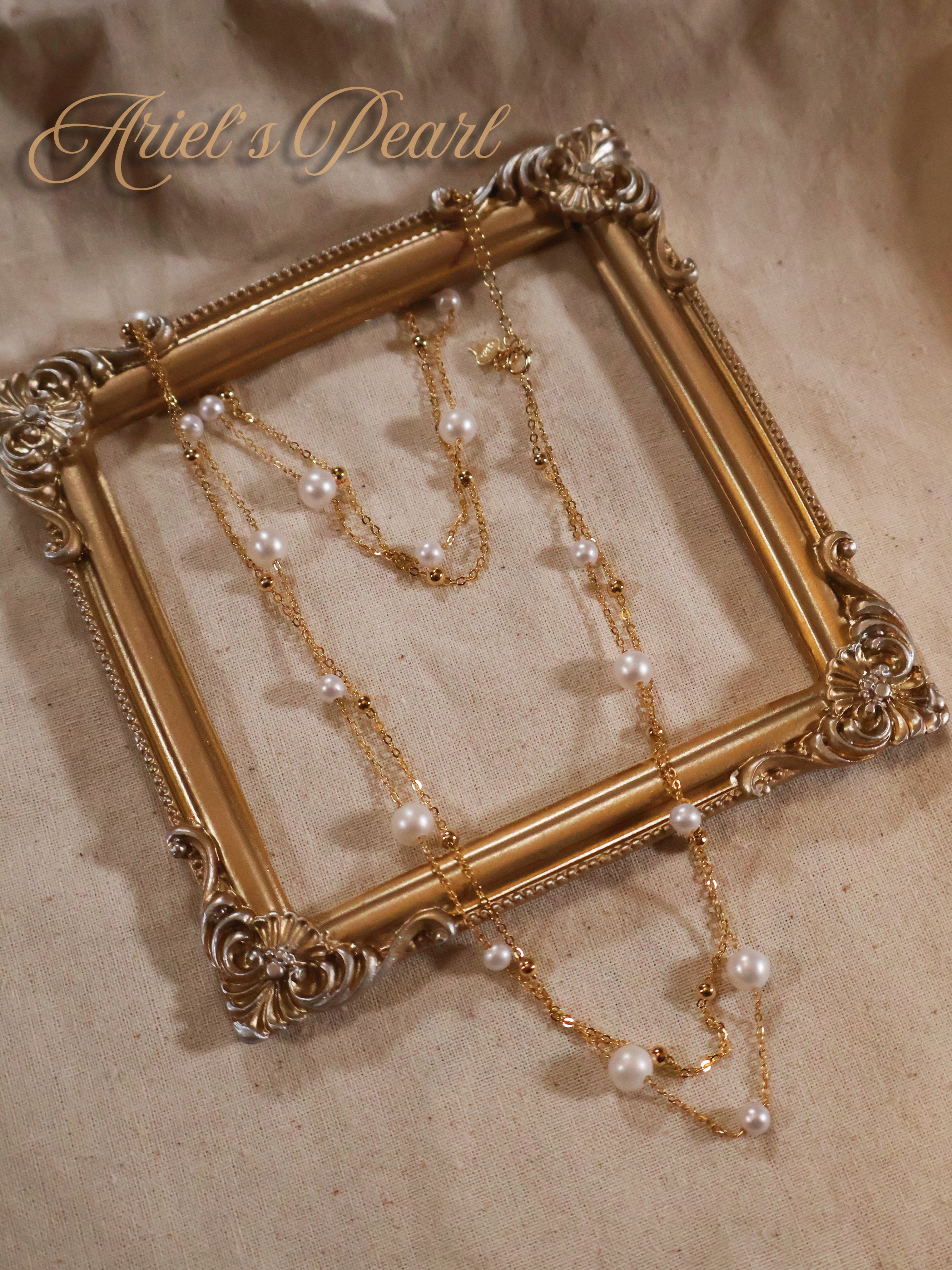 Layered Freshwater Pearl Necklace – Gold Plated 925 Silver Double Chain