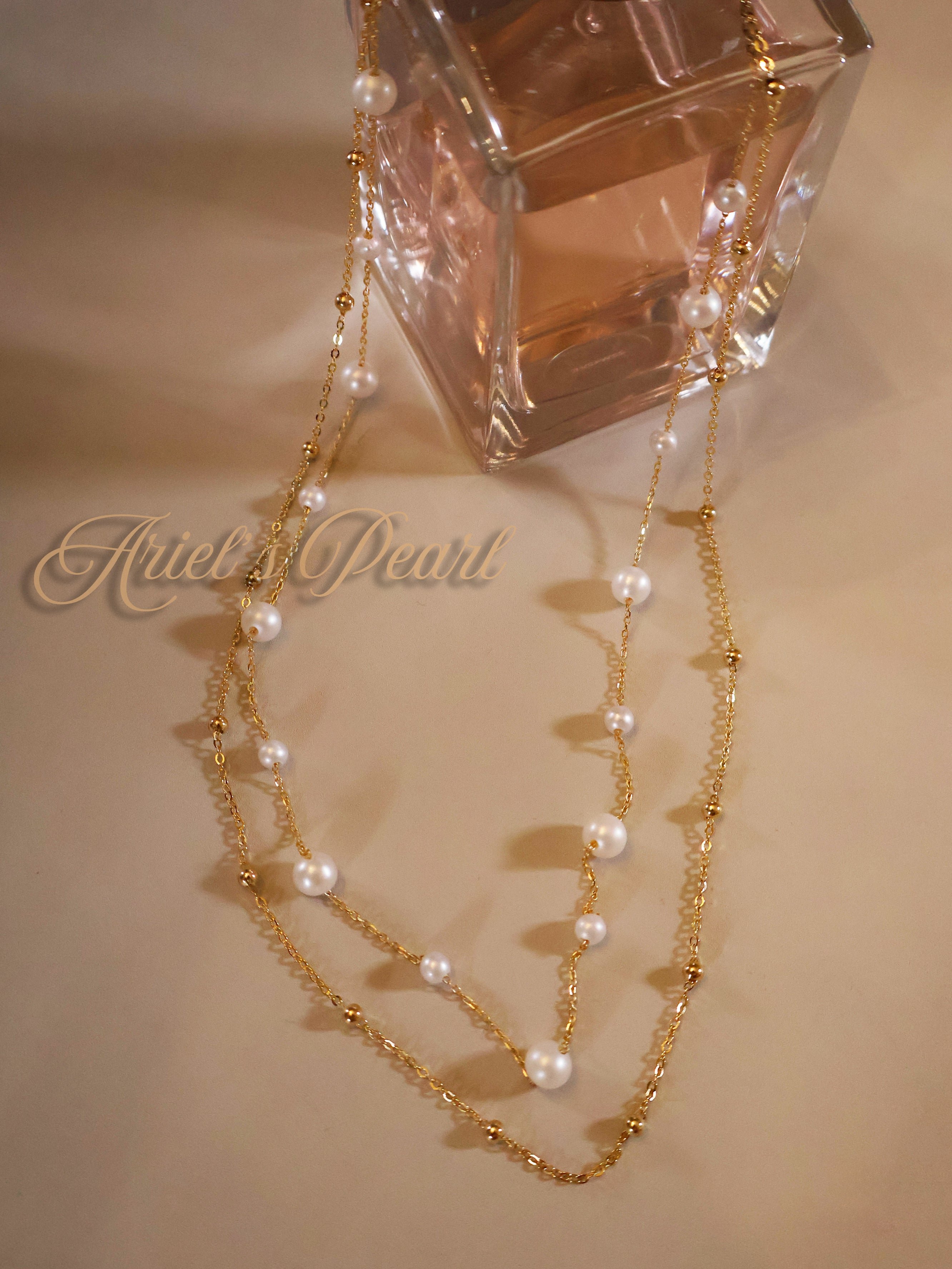 Layered Freshwater Pearl Necklace – Gold Plated 925 Silver Double Chain