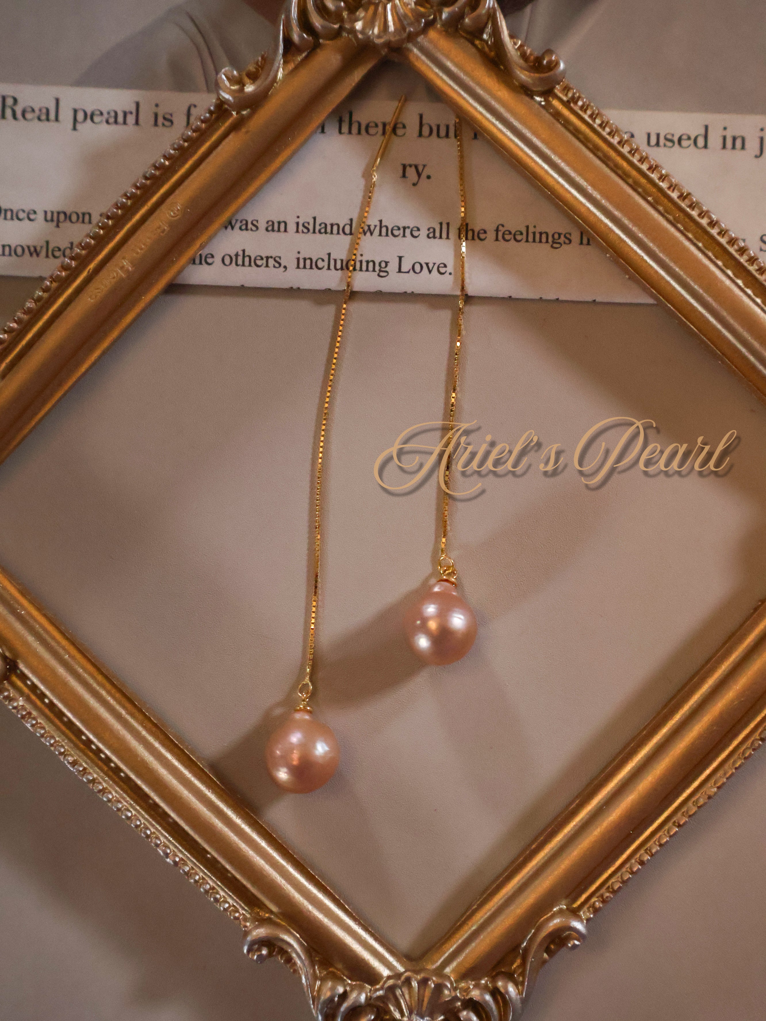 Freshwater Baroque Pearl Threader Earrings – Long Chain Drop in Sterling Silver