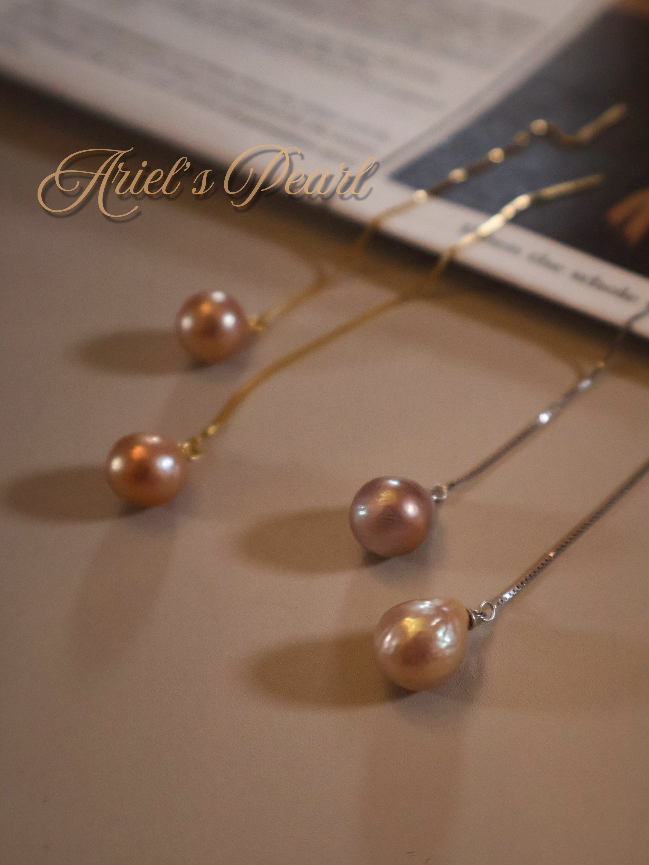 Freshwater Baroque Pearl Threader Earrings – Long Chain Drop in Sterling Silver