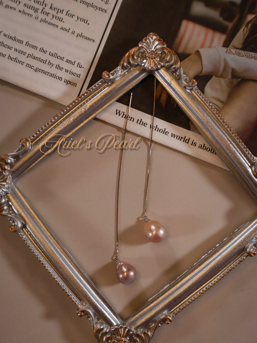 Freshwater Baroque Pearl Threader Earrings – Long Chain Drop in Sterling Silver