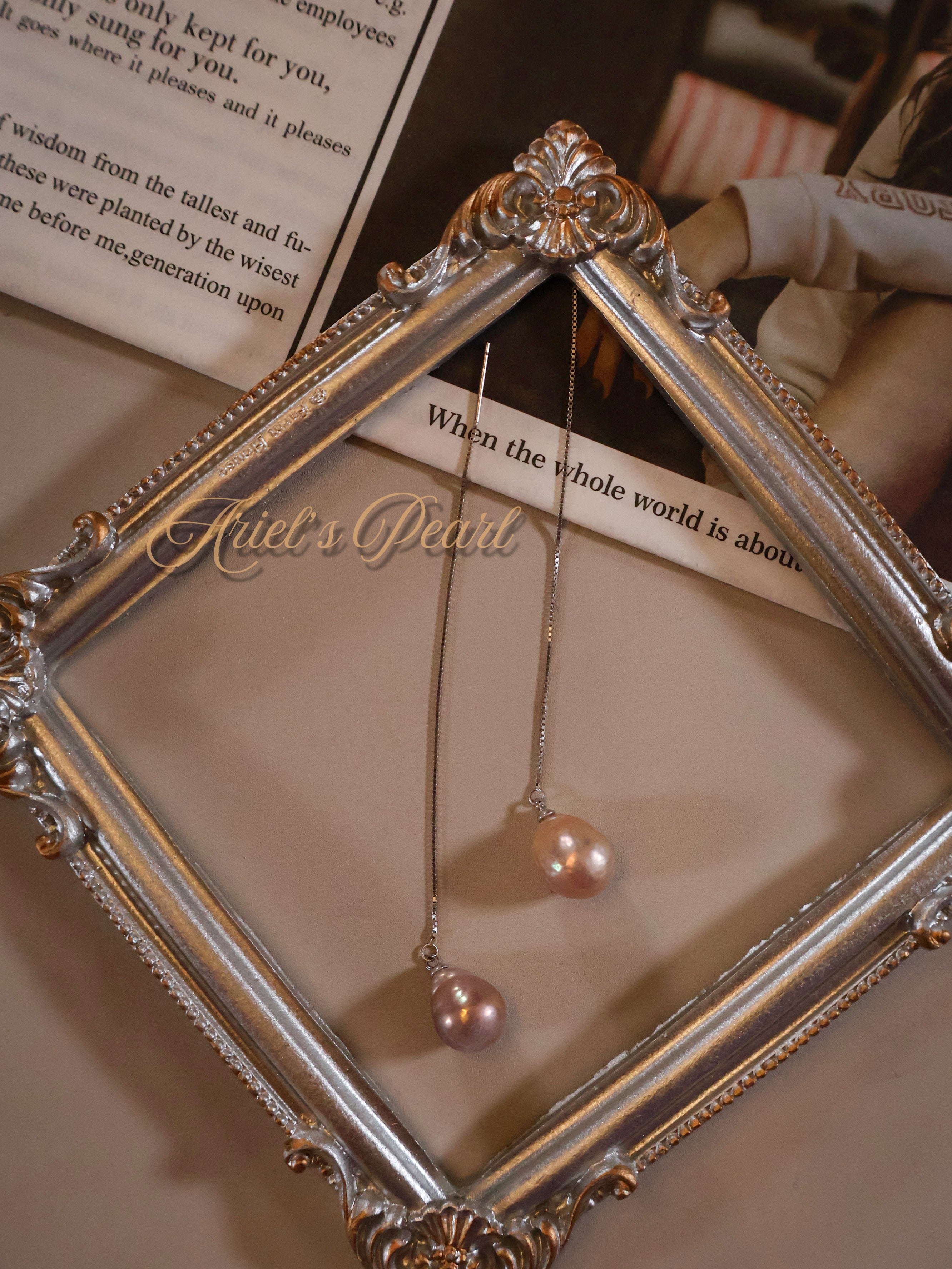 Freshwater Baroque Pearl Threader Earrings – Long Chain Drop in Sterling Silver