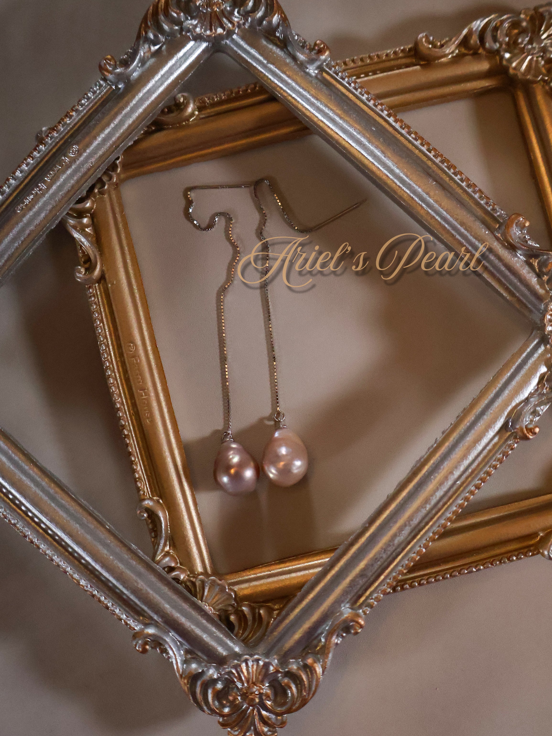 Freshwater Baroque Pearl Threader Earrings – Long Chain Drop in Sterling Silver