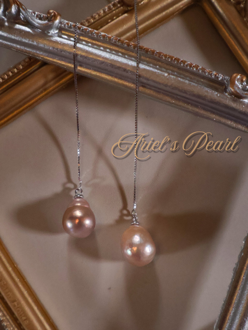 Freshwater Baroque Pearl Threader Earrings – Long Chain Drop in Sterling Silver