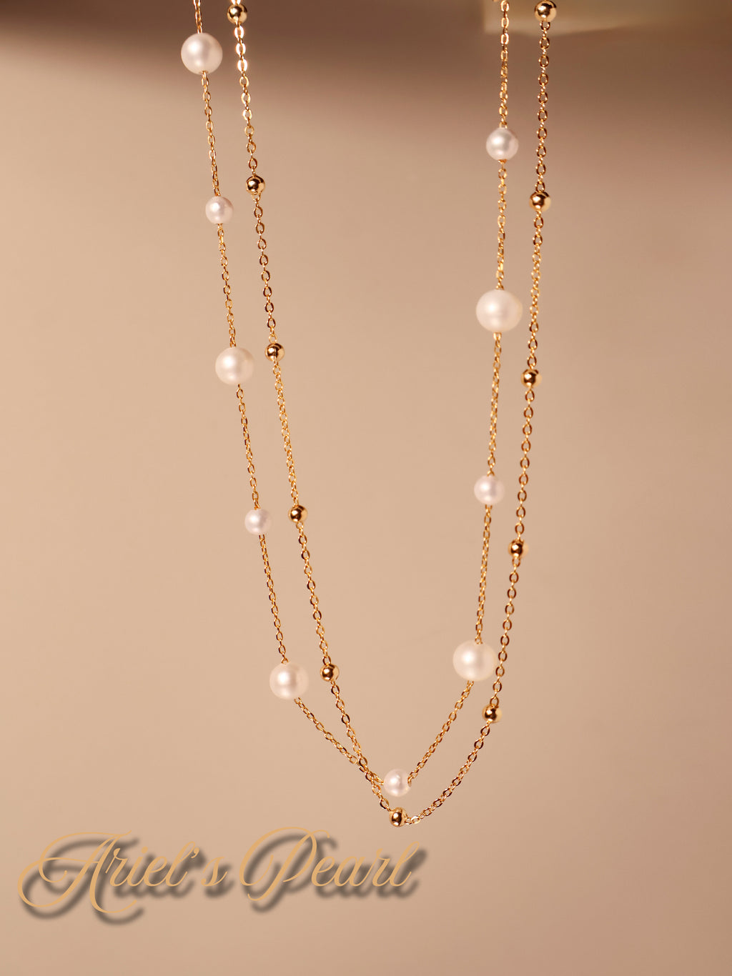 Layered Freshwater Pearl Necklace – Gold Plated 925 Silver Double Chain