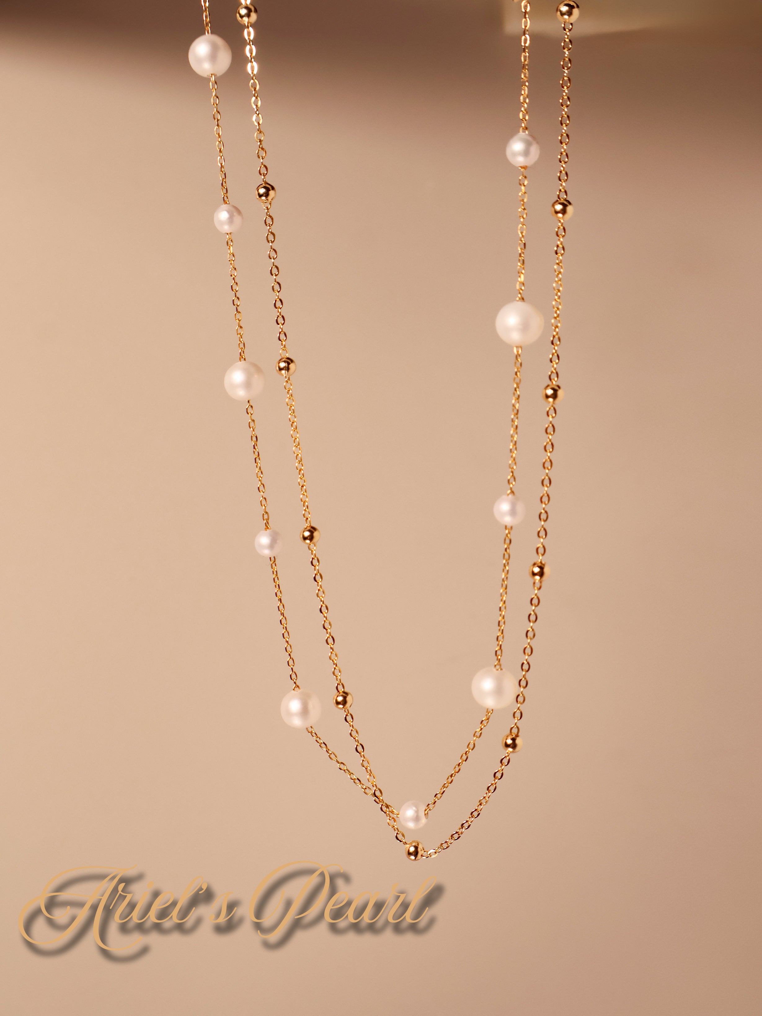 Layered Freshwater Pearl Necklace – Gold Plated 925 Silver Double Chain