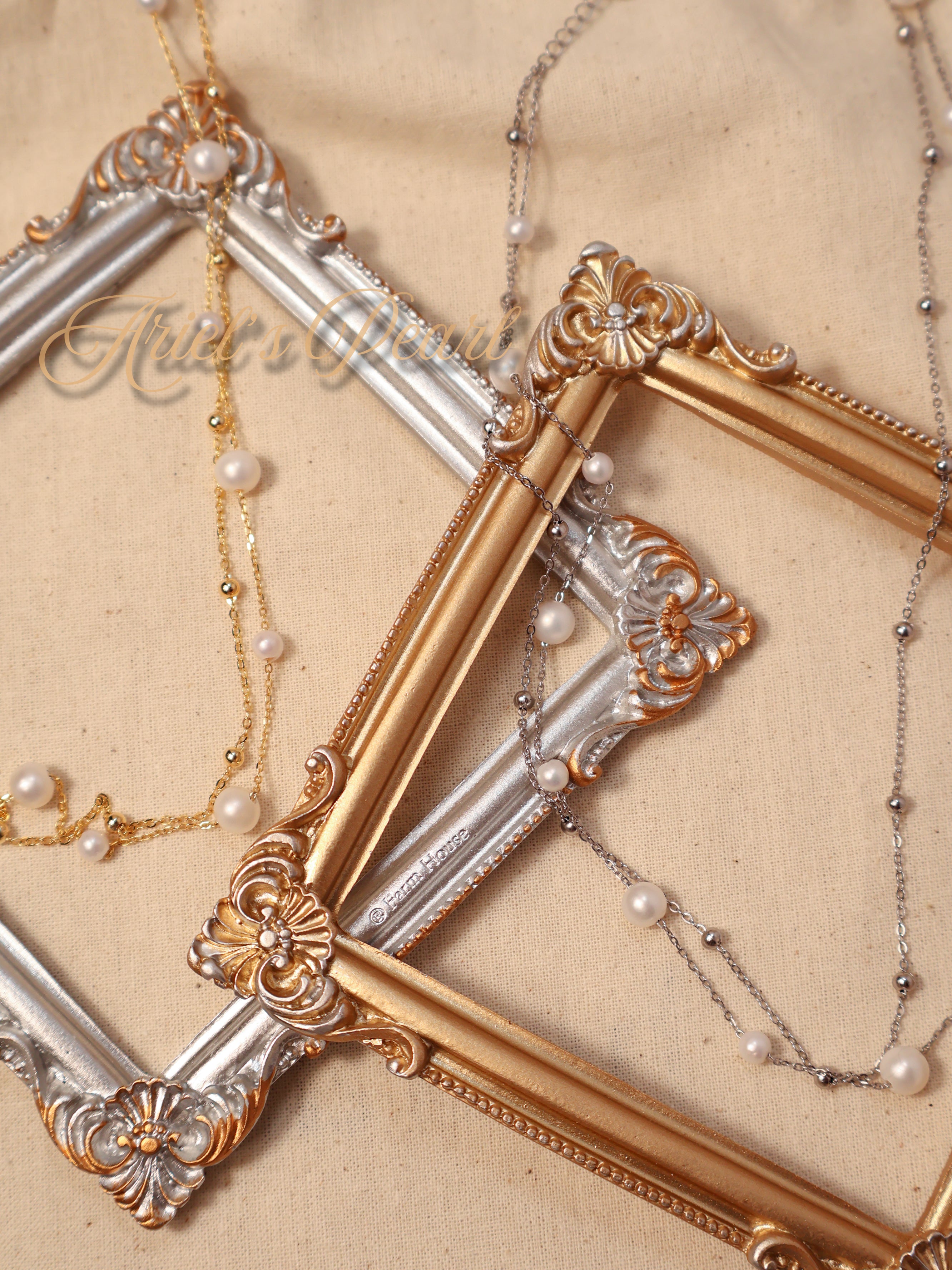 Layered Freshwater Pearl Necklace – Gold Plated 925 Silver Double Chain