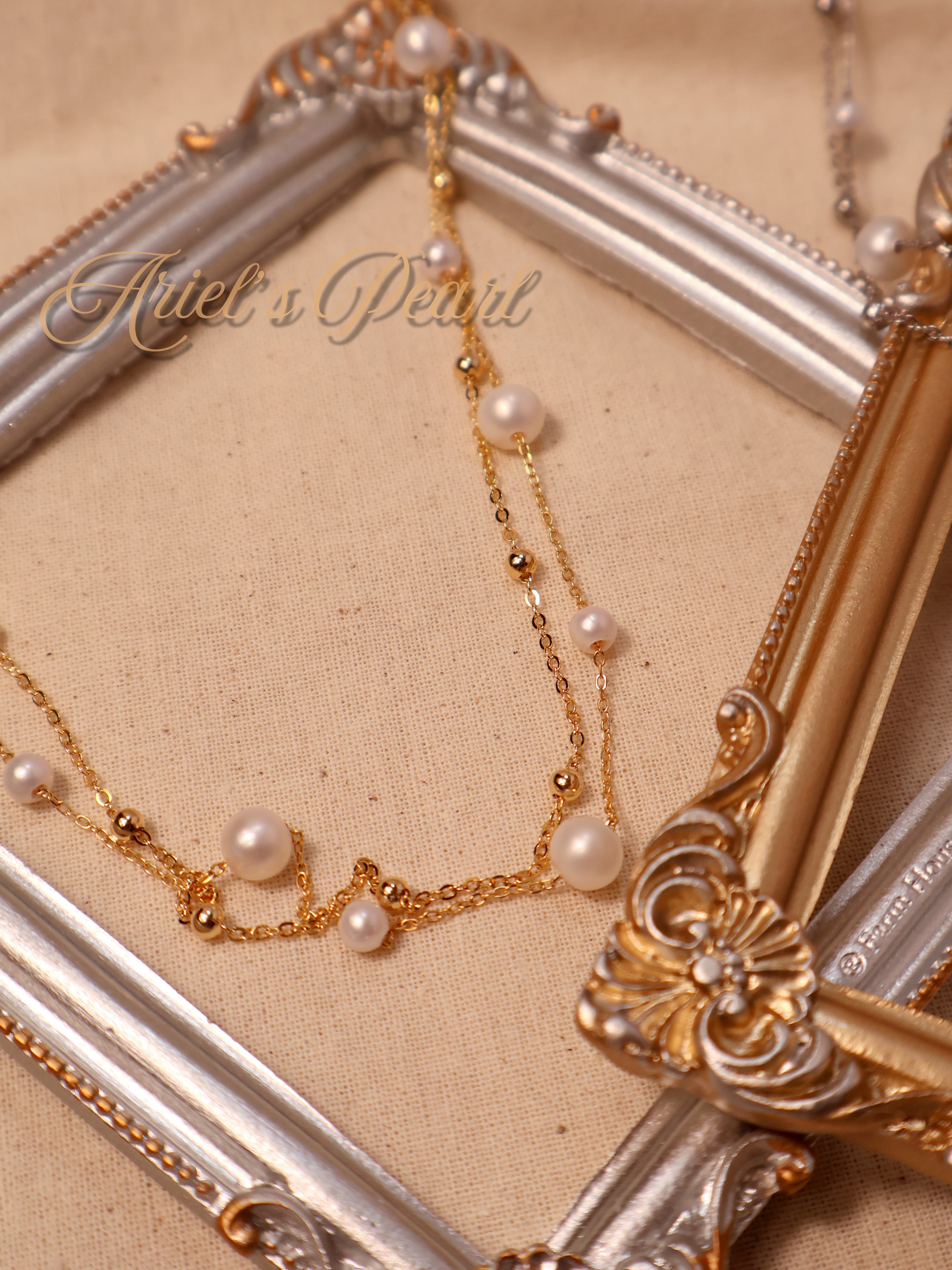Layered Freshwater Pearl Necklace – Gold Plated 925 Silver Double Chain
