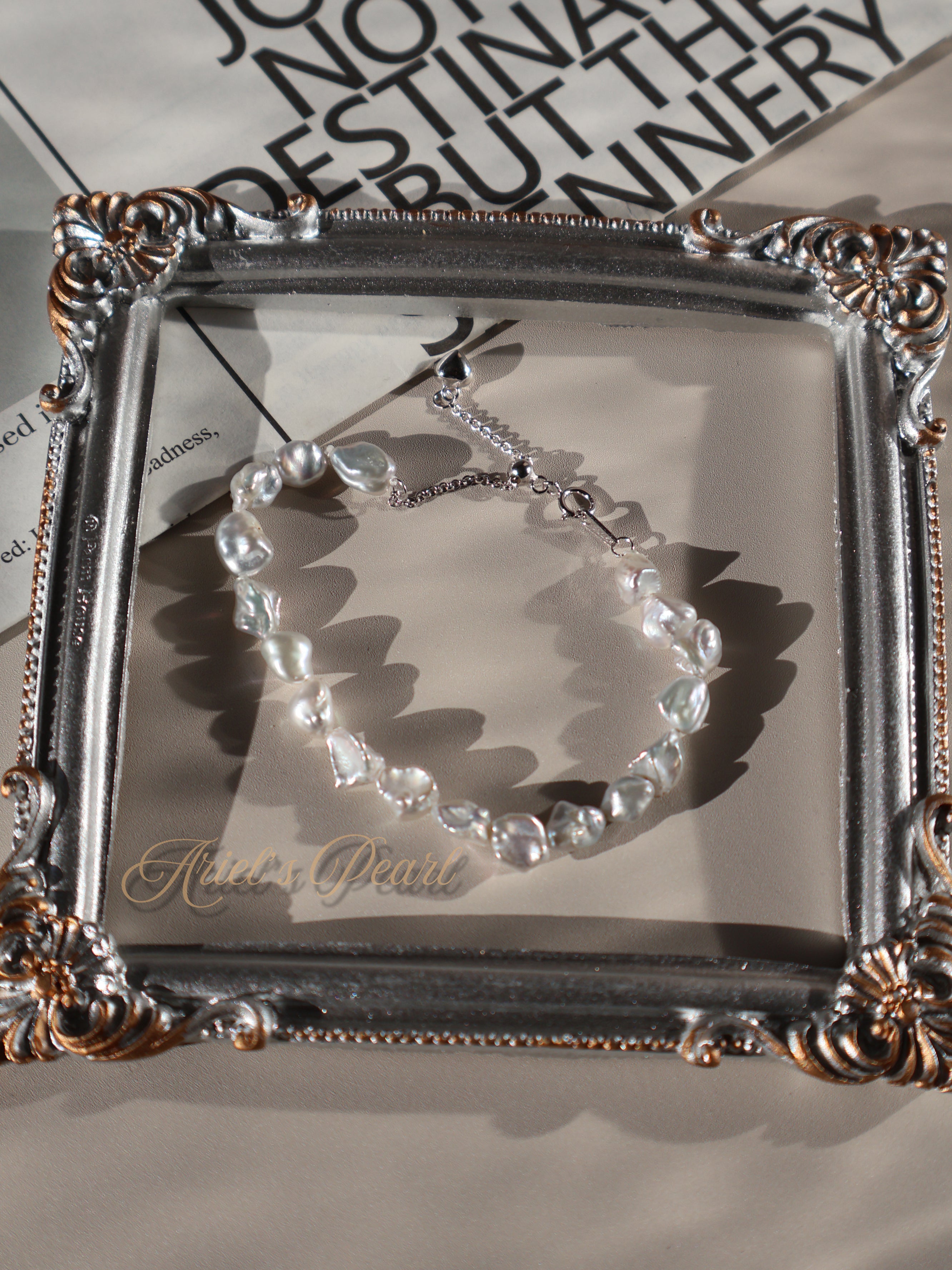 Keshi Baroque Pearl Bracelet – Freshwater Pearls with Adjustable 925 Sterling Silver Chain