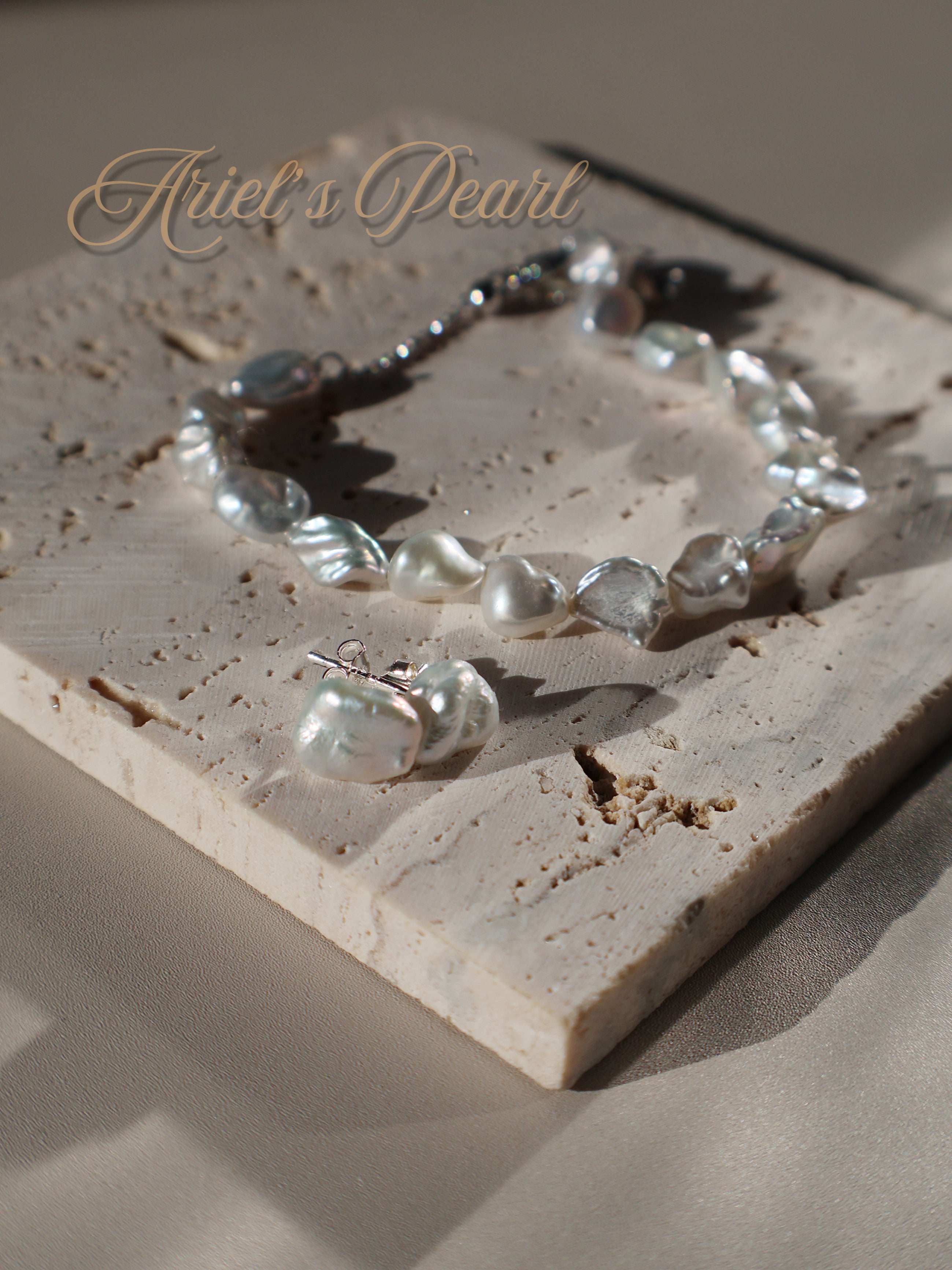 Keshi Baroque Pearl Bracelet – Freshwater Pearls with Adjustable 925 Sterling Silver Chain