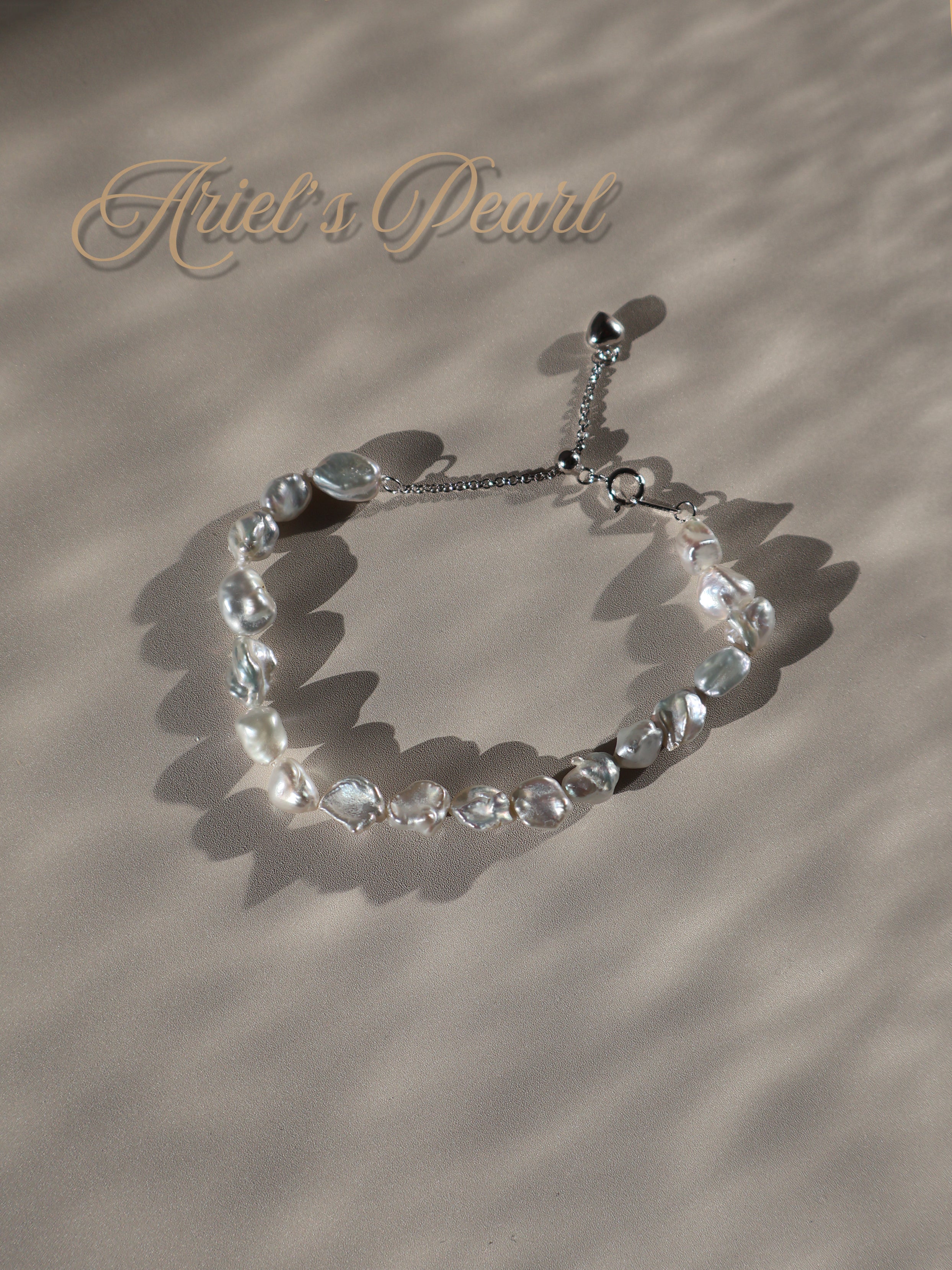 Keshi Baroque Pearl Bracelet – Freshwater Pearls with Adjustable 925 Sterling Silver Chain