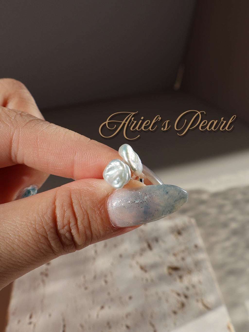 Sculptural Pearl Stud Earrings – Natural Keshi Pearls, 925 Sterling Silver