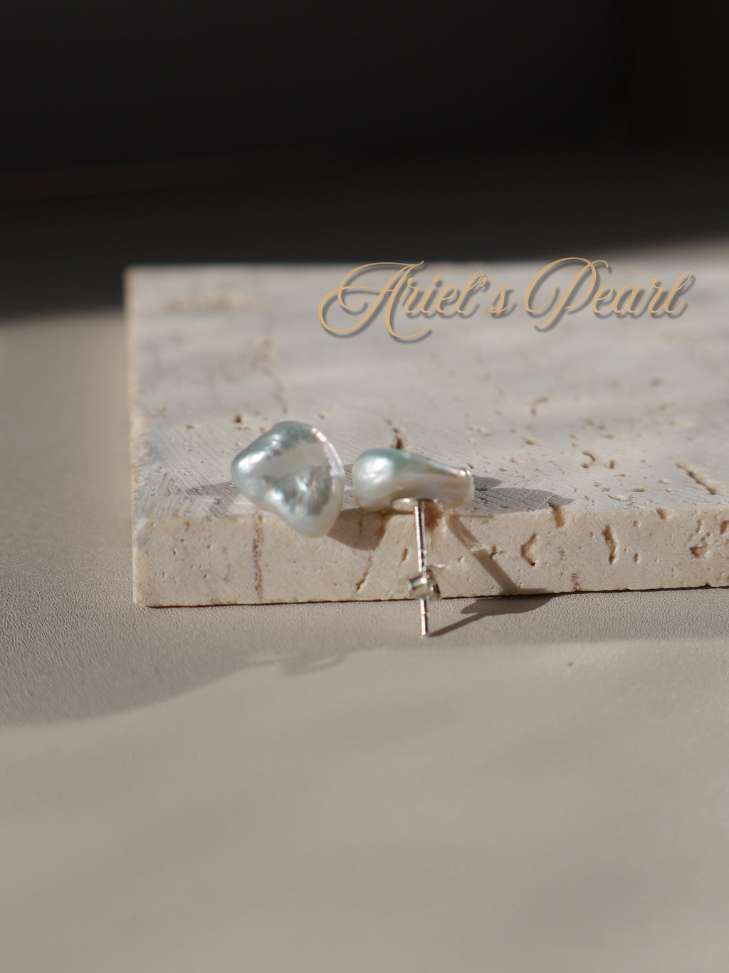 Sculptural Pearl Stud Earrings – Natural Keshi Pearls, 925 Sterling Silver