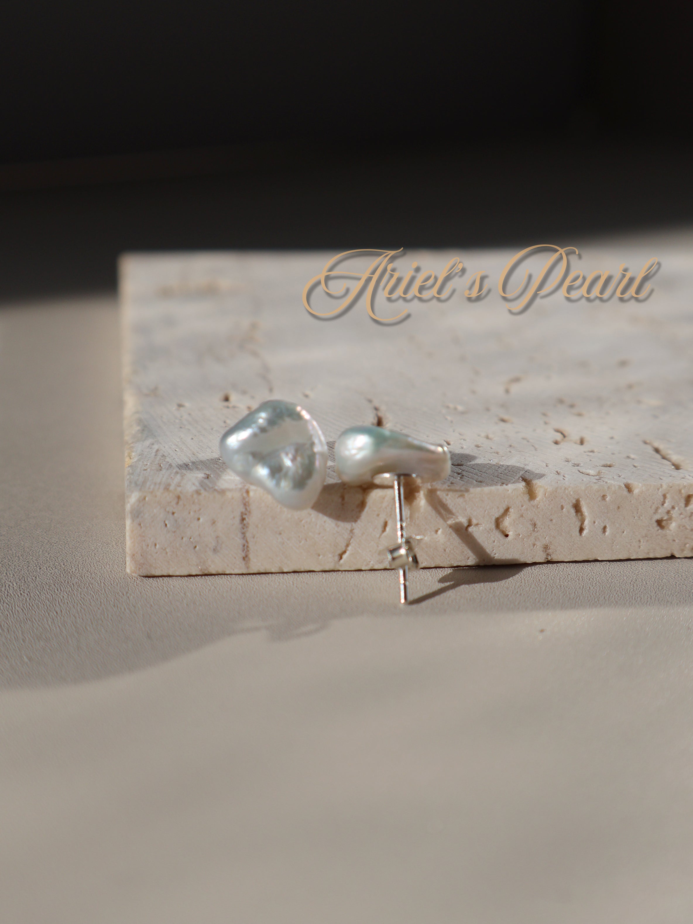 Sculptural Pearl Stud Earrings – Natural Keshi Pearls, 925 Sterling Silver