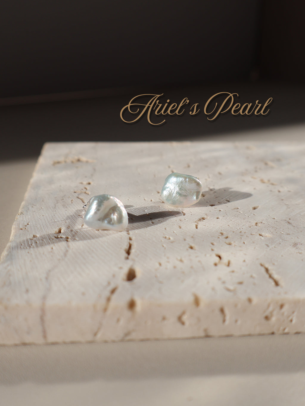 Sculptural Pearl Stud Earrings – Natural Keshi Pearls, 925 Sterling Silver