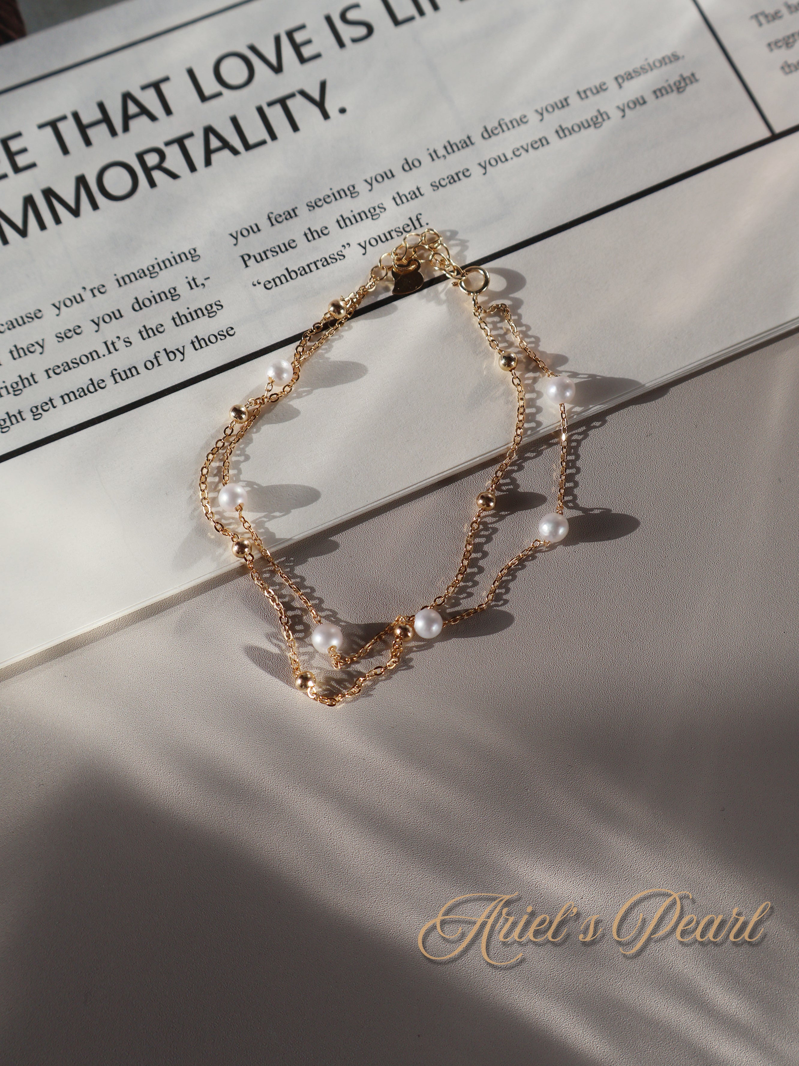 Layered Freshwater Pearl Bracelet - Sterling Silver Chain Bracelet
