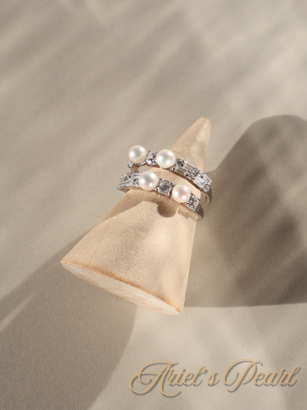 Double Band Pearl Cuff Ring – Sterling Silver with Freshwater Pearls