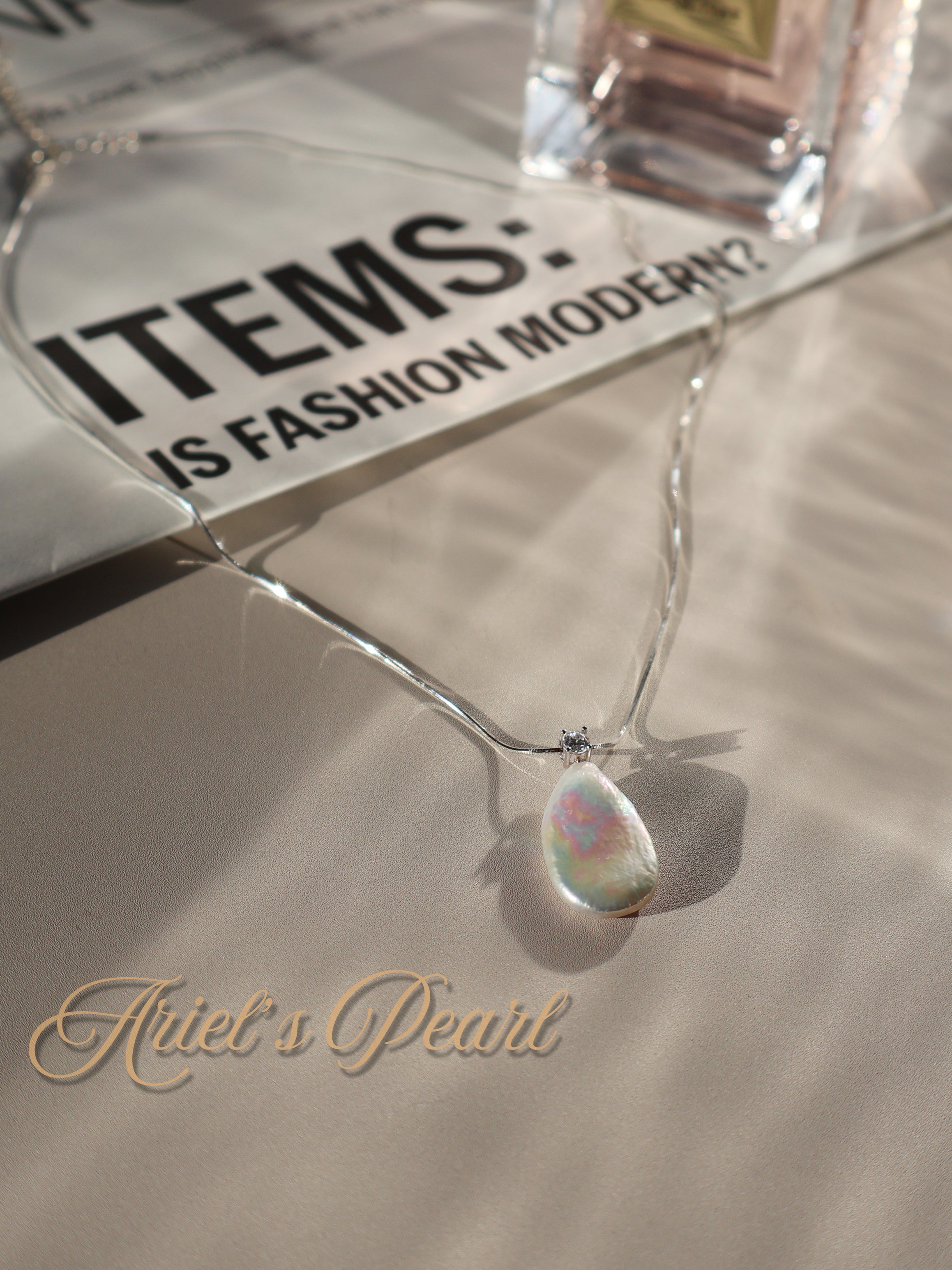 Modern Teardrop Pearl Pendant Necklace – Baroque Pearl on Sterling Silver Snake Chain