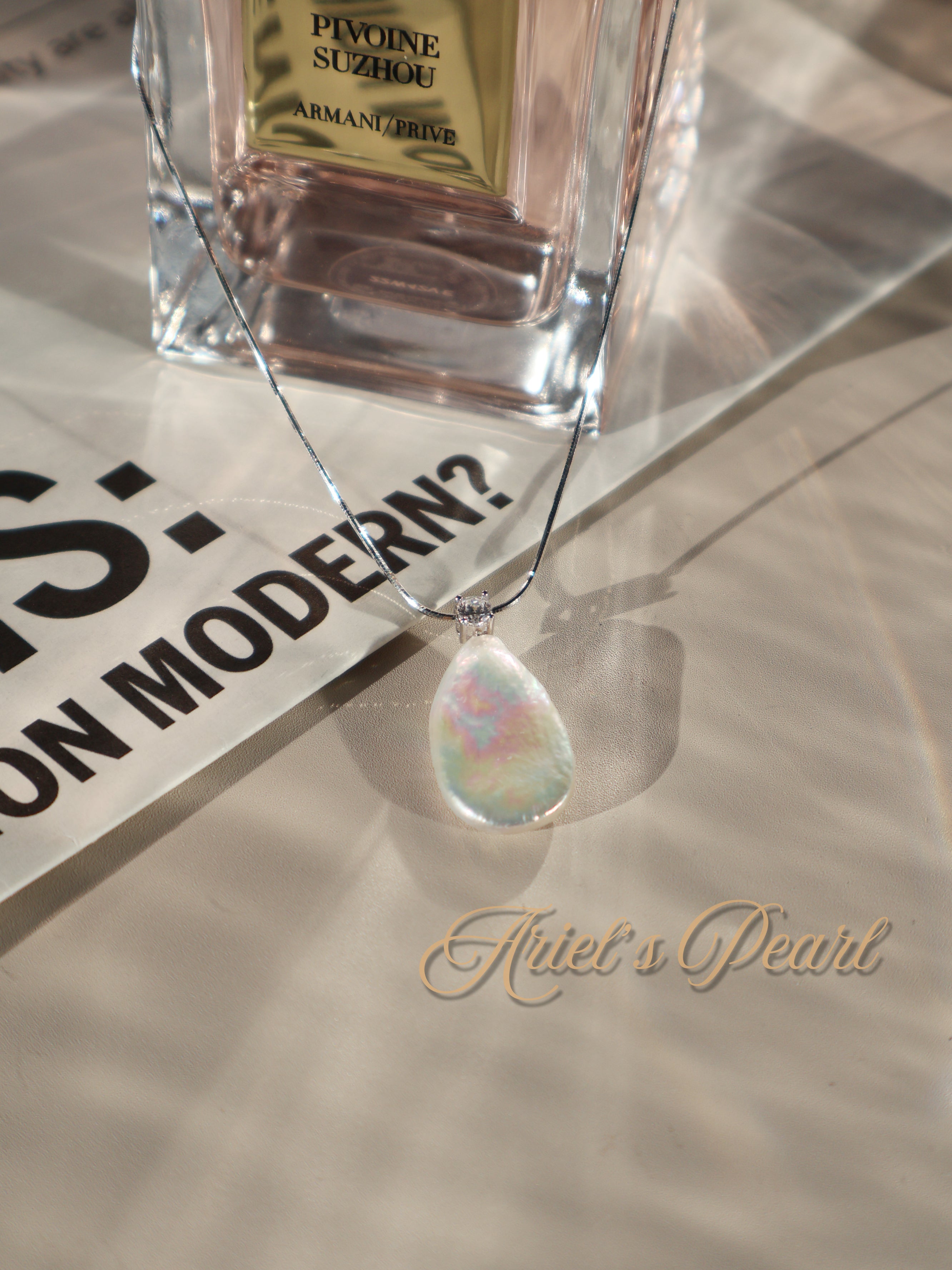 Modern Teardrop Pearl Pendant Necklace – Baroque Pearl on Sterling Silver Snake Chain