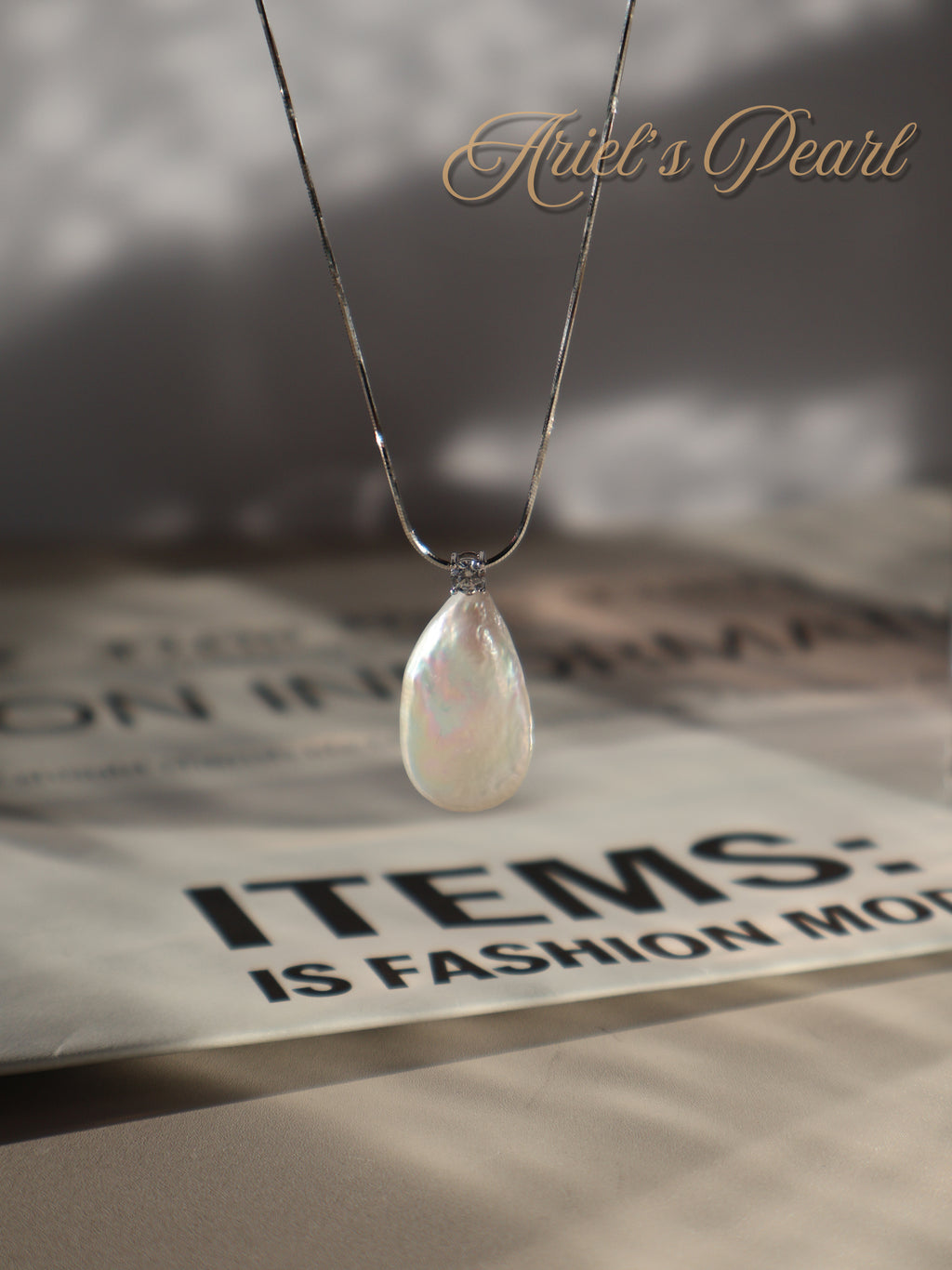 Modern Teardrop Pearl Pendant Necklace – Baroque Pearl on Sterling Silver Snake Chain