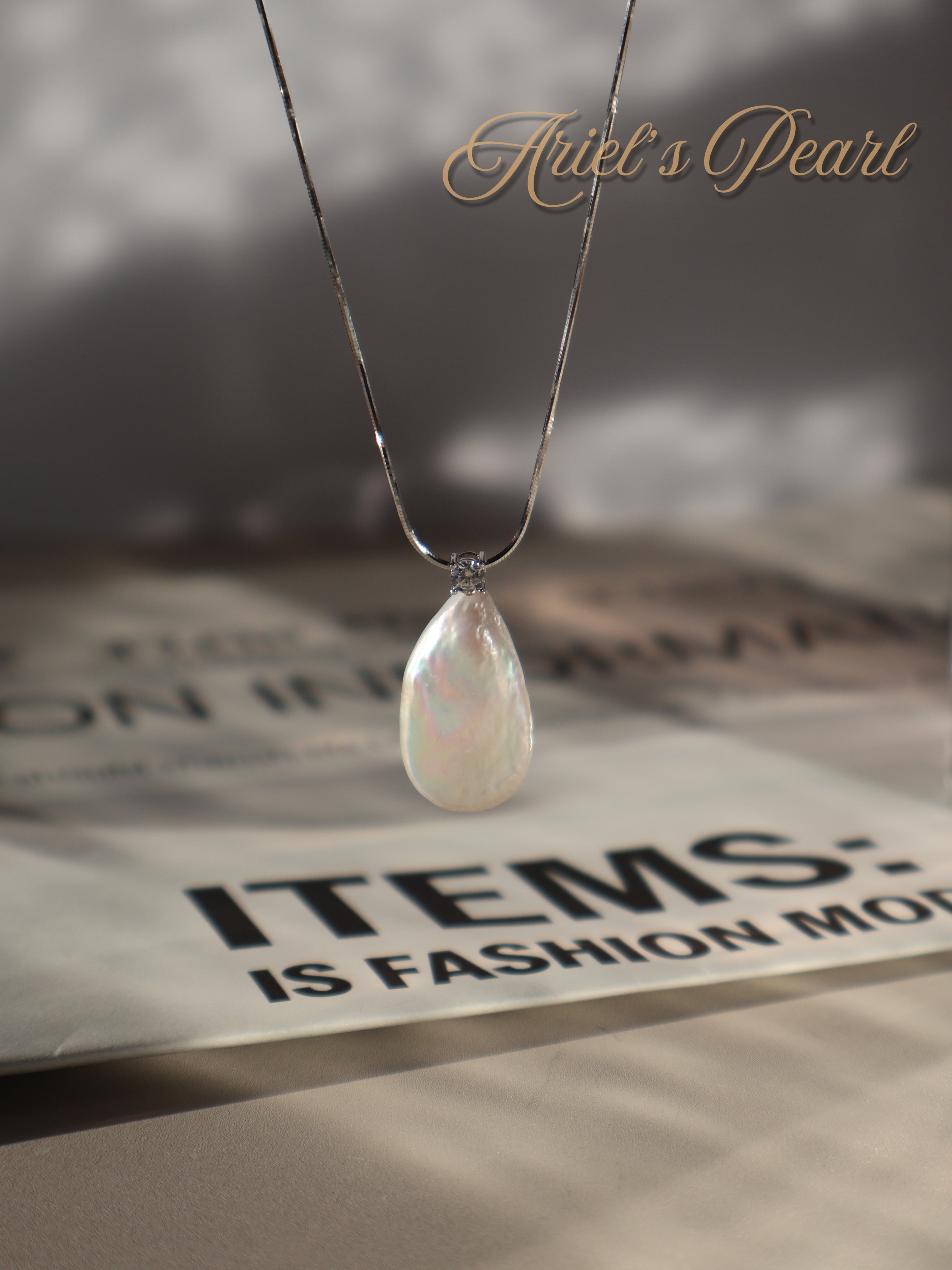 Modern Teardrop Pearl Pendant Necklace – Baroque Pearl on Sterling Silver Snake Chain
