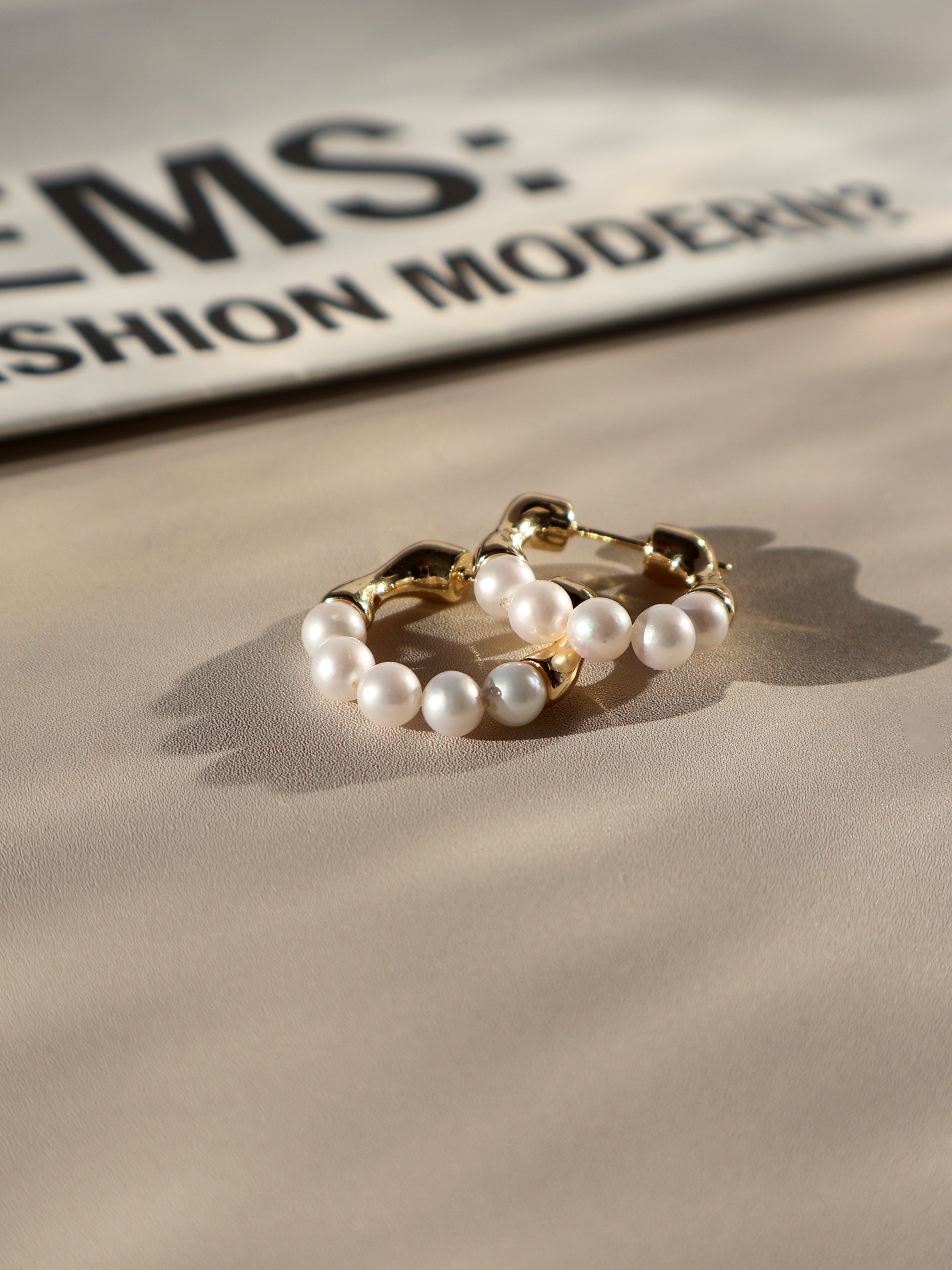 Pearl Huggie Hoop Earrings – Freshwater Pearls, Gold Vermeil Look