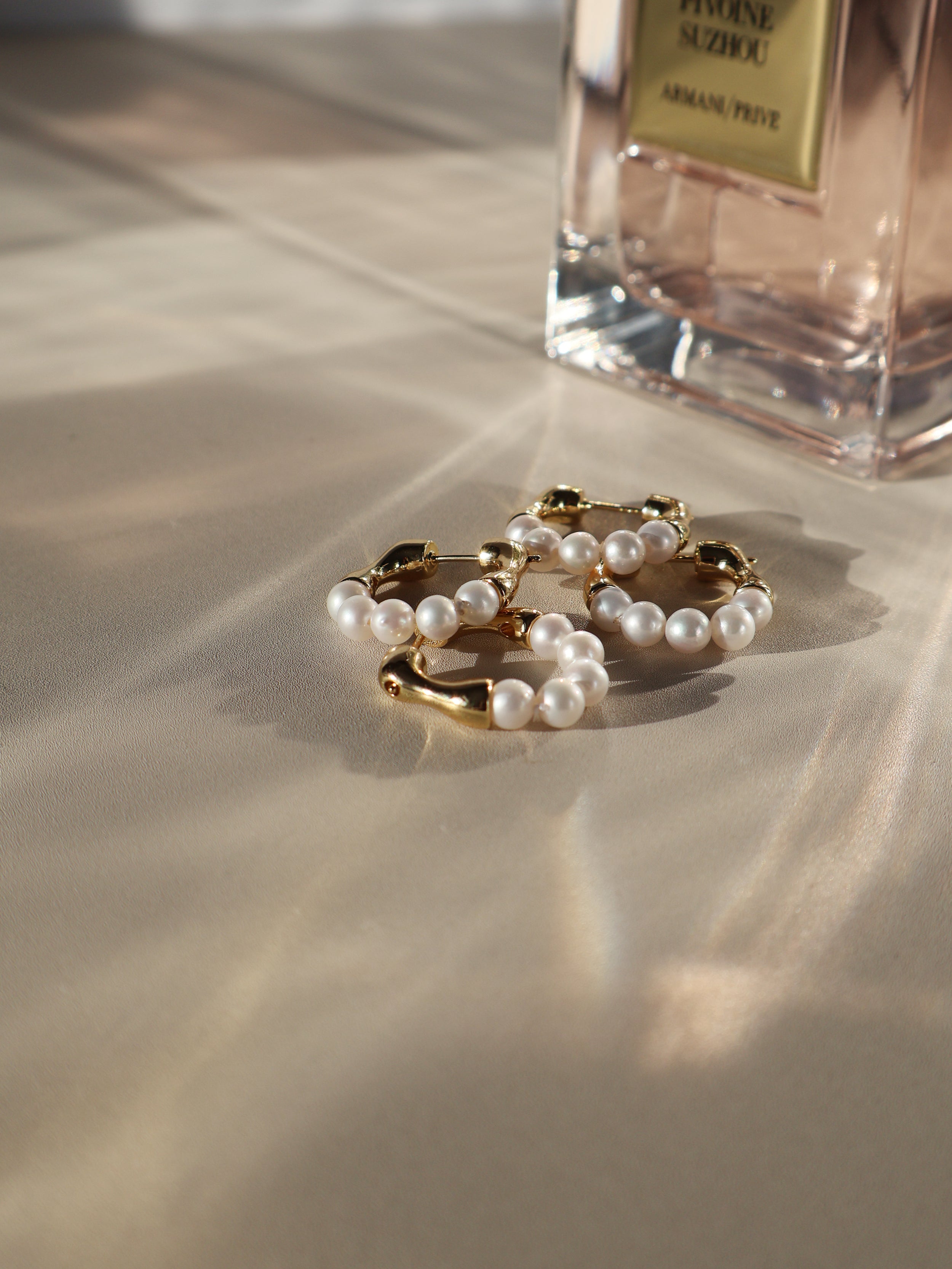 Pearl Huggie Hoop Earrings – Freshwater Pearls, Gold Vermeil Look