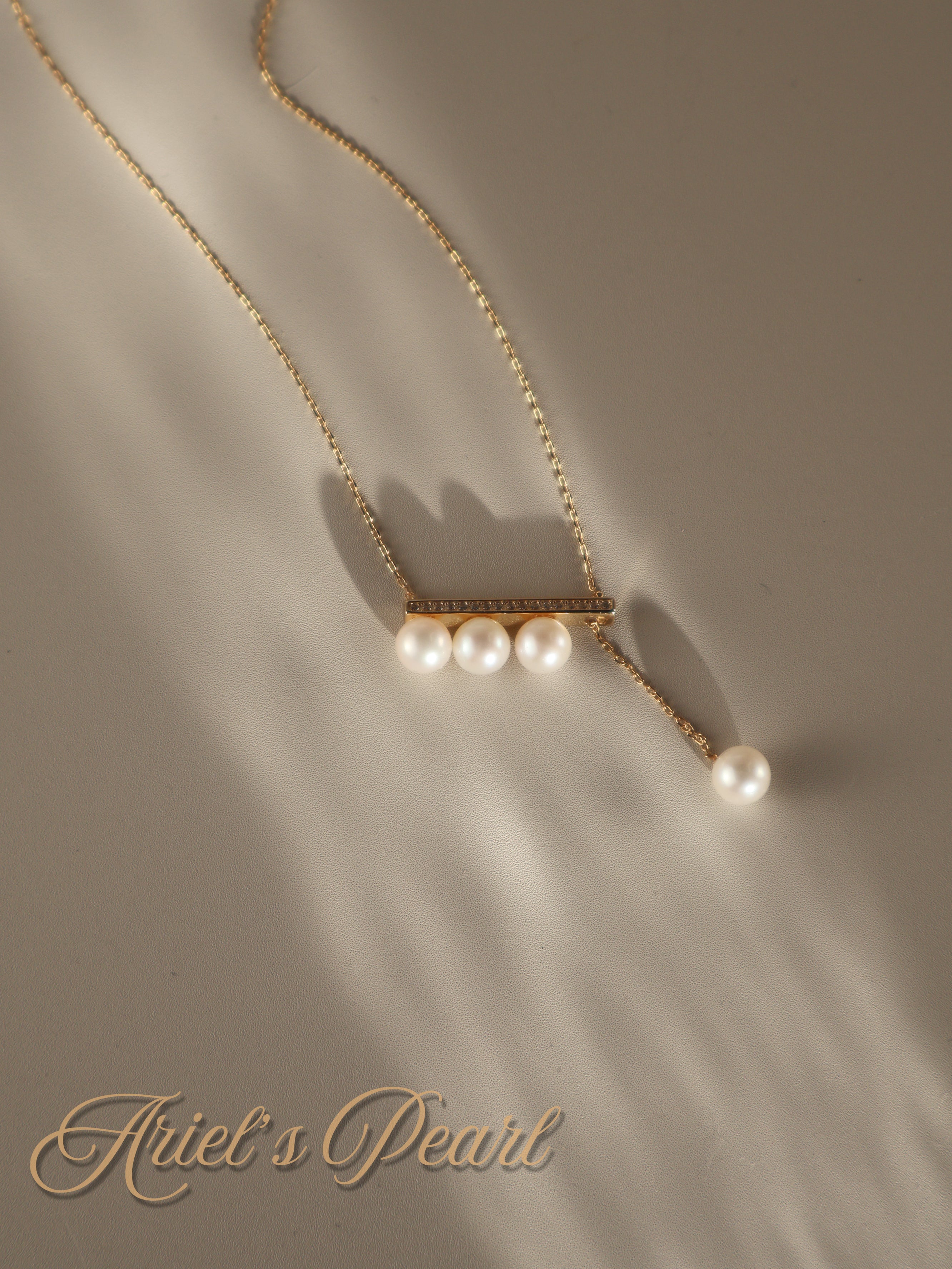 Pearl Bar Necklace – Asymmetrical Freshwater Pearls, Sterling Silver