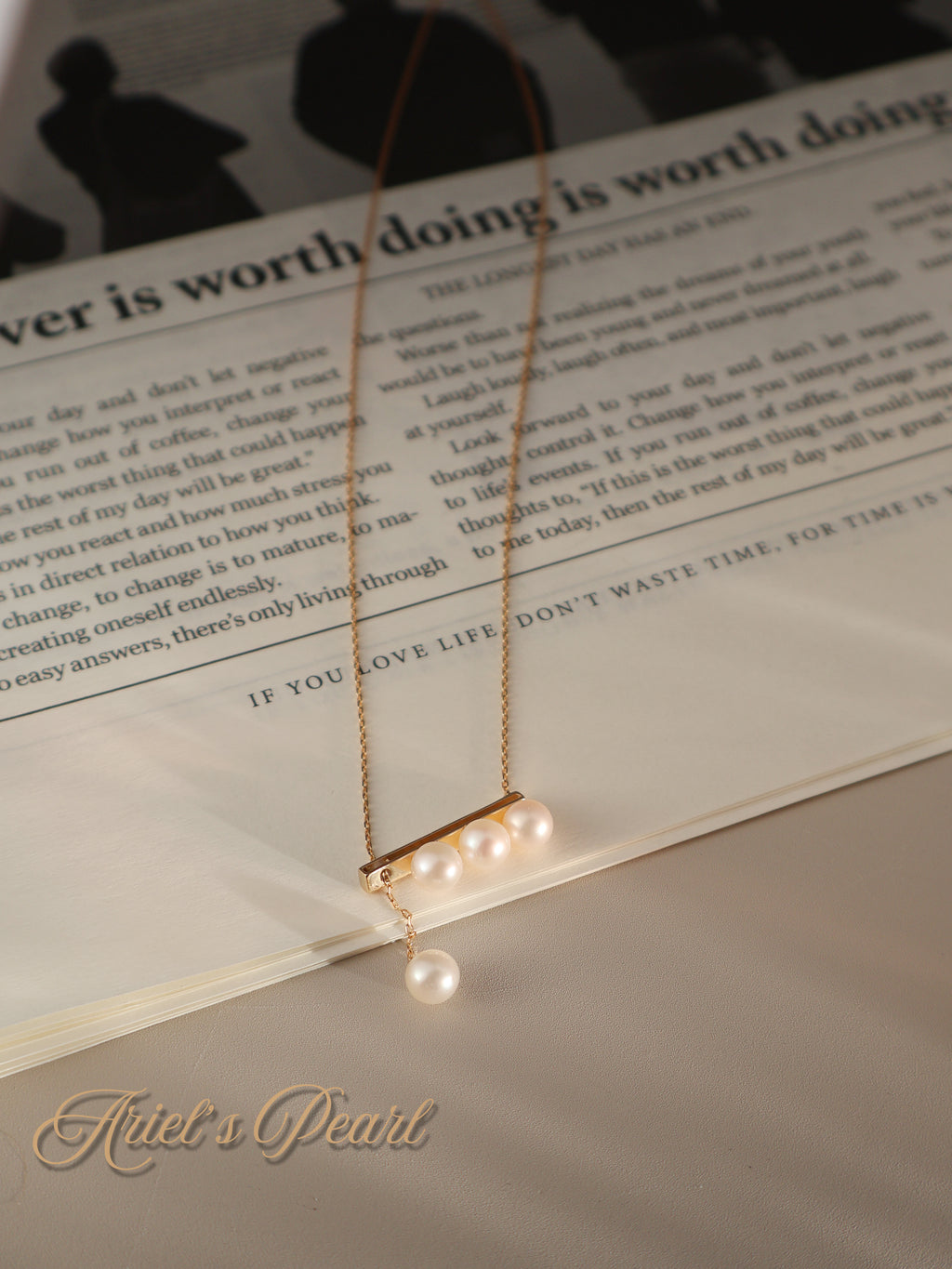 Pearl Bar Necklace – Asymmetrical Freshwater Pearls, Sterling Silver