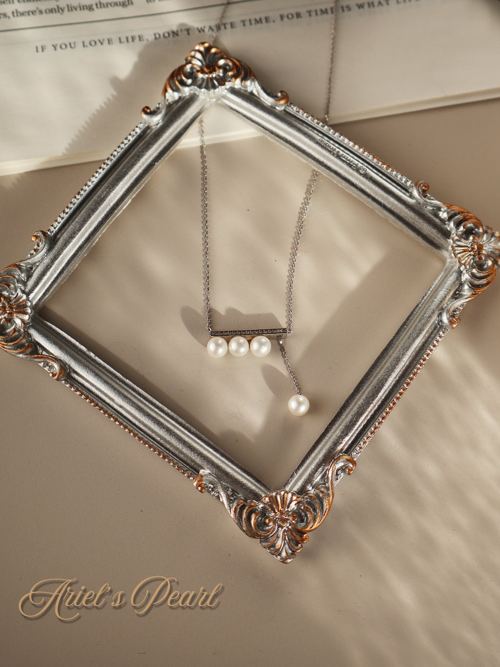Pearl Bar Necklace – Asymmetrical Freshwater Pearls, Sterling Silver