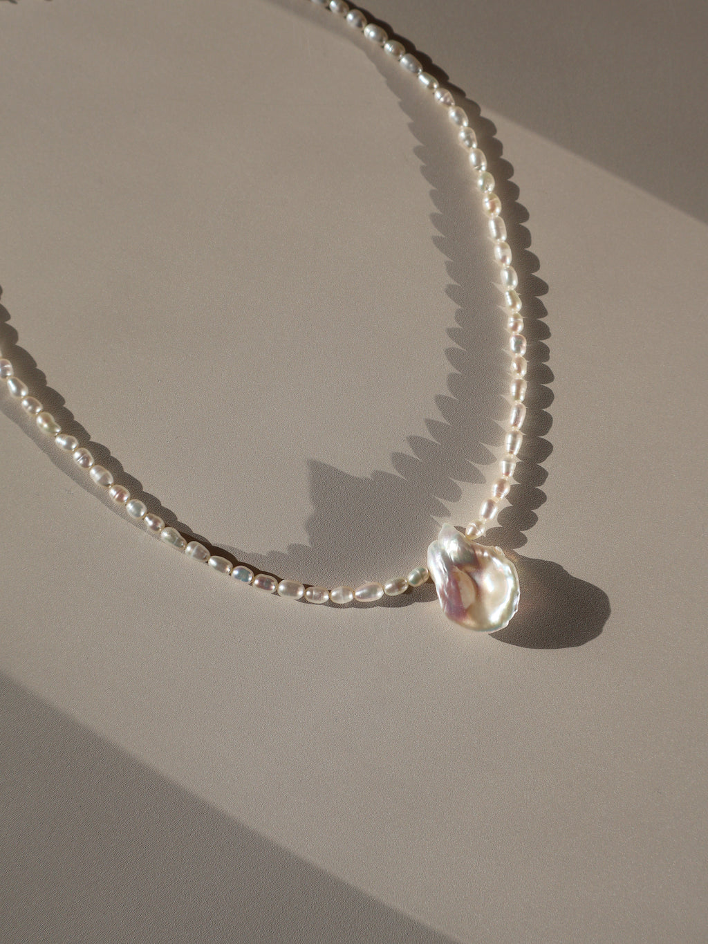 Petal Baroque Pearl Necklace - Beaded Freshwater Pearl Necklace with Statement Pendant