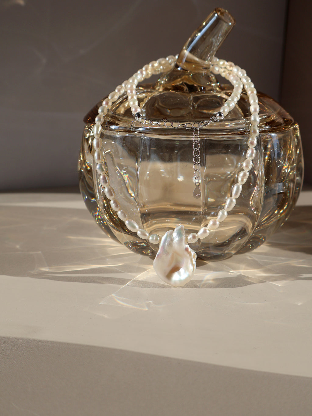 Petal Baroque Pearl Necklace - Beaded Freshwater Pearl Necklace with Statement Pendant