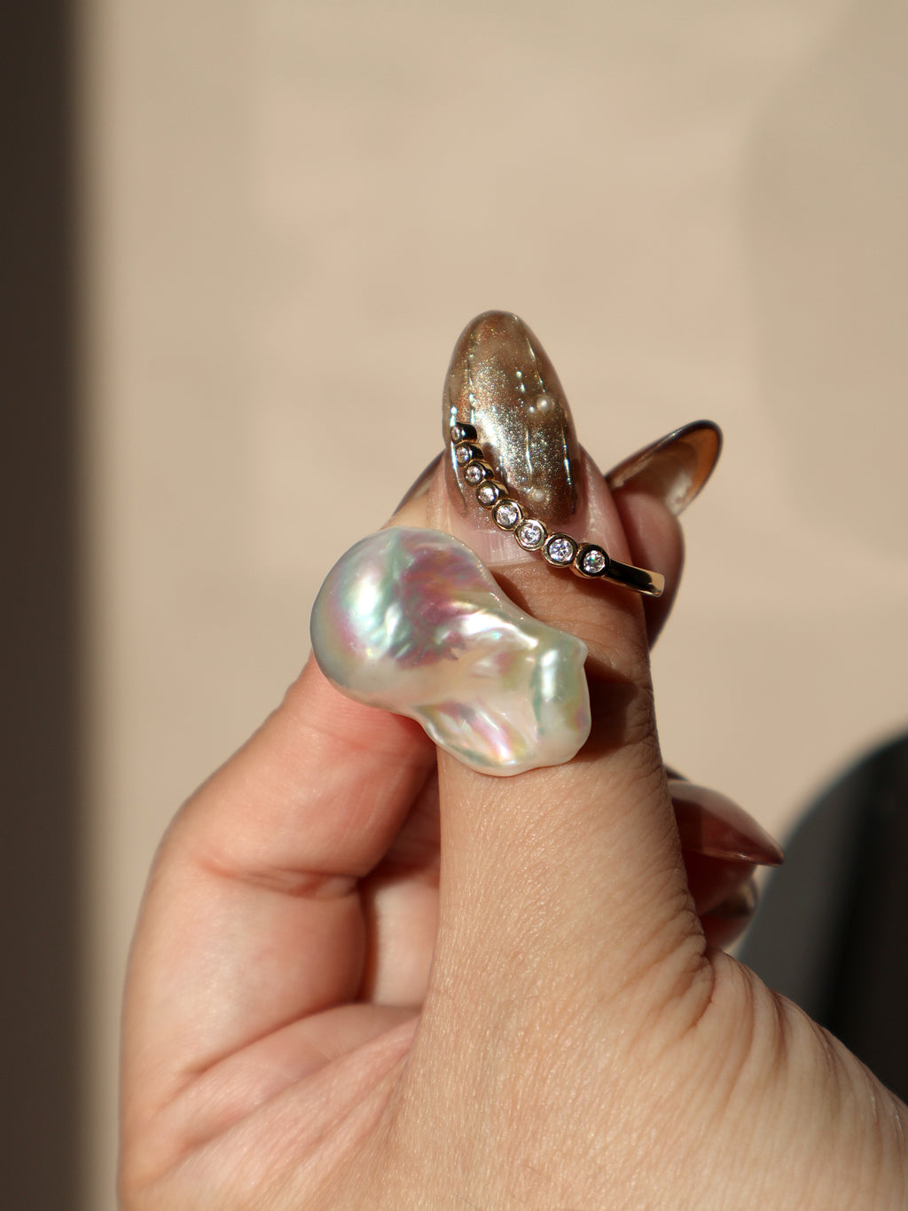 Statement Baroque Pearl Ring – Sterling Silver, Large Asymmetrical Freshwater Pearl