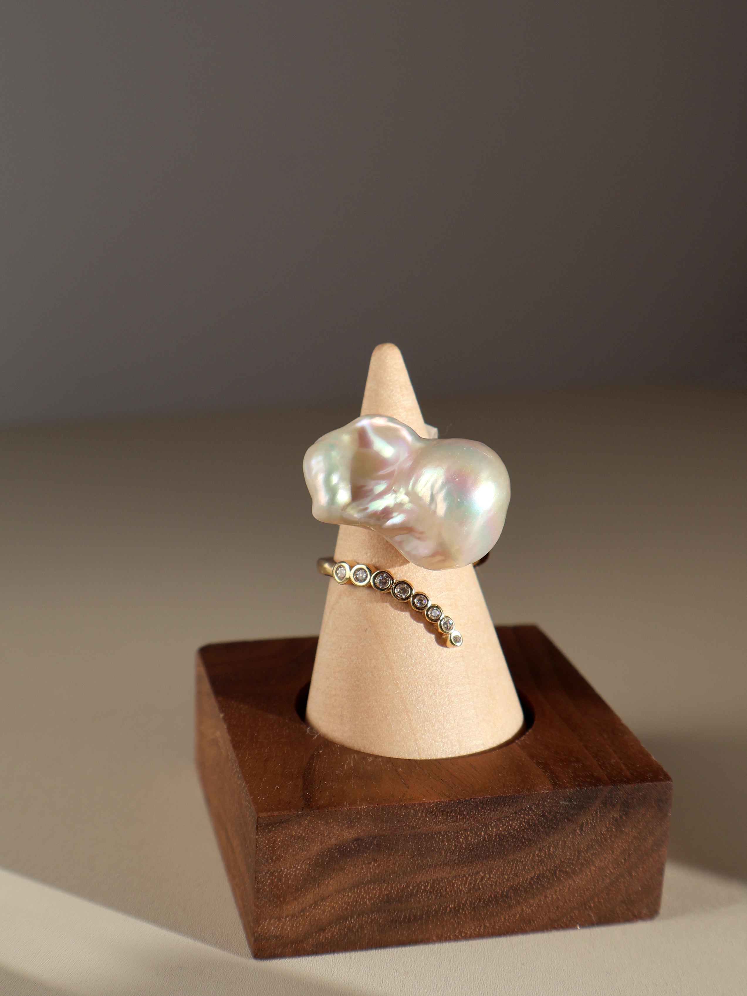 Statement Baroque Pearl Ring – Sterling Silver, Large Asymmetrical Freshwater Pearl