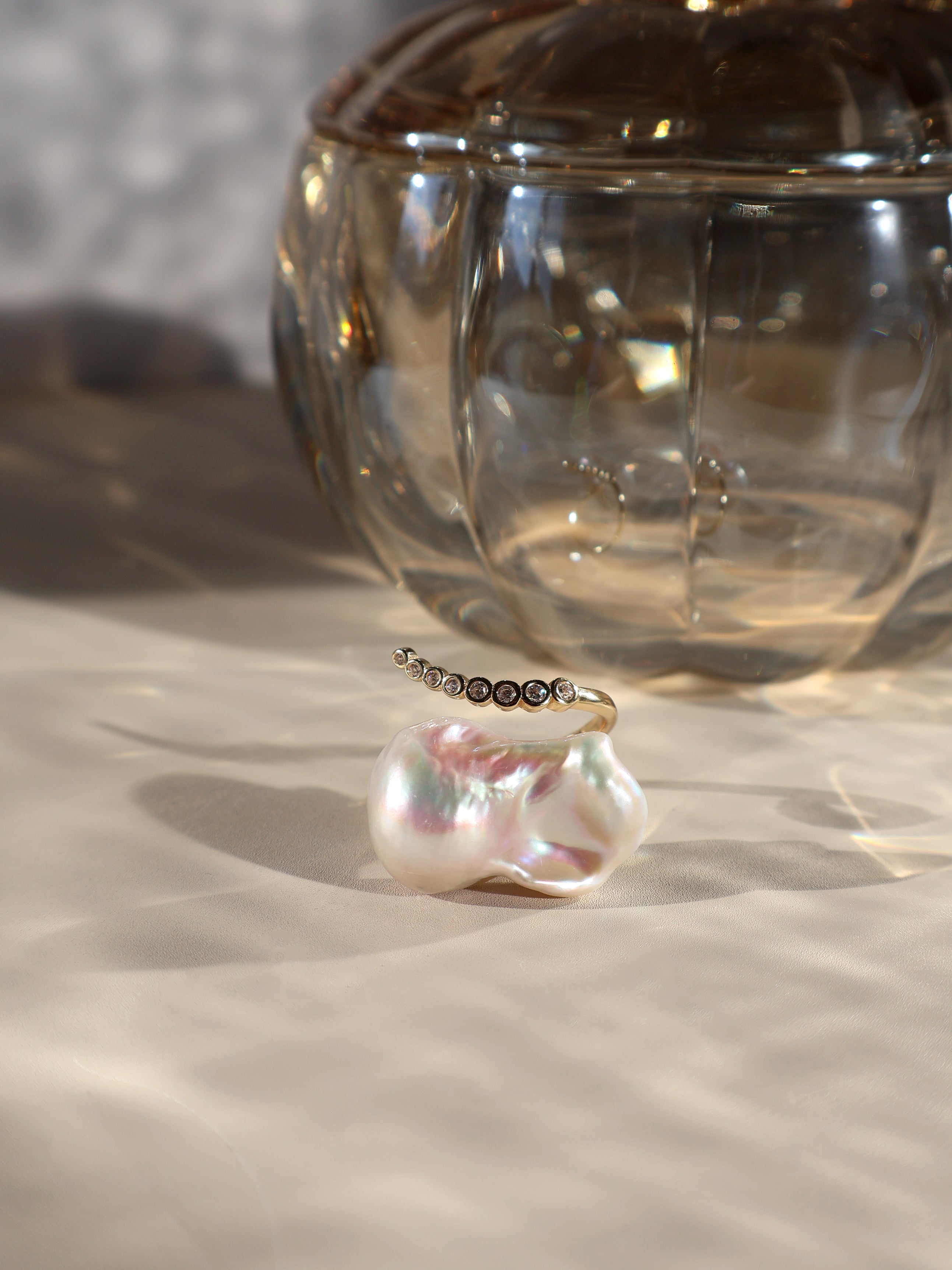 Statement Baroque Pearl Ring – Sterling Silver, Large Asymmetrical Freshwater Pearl