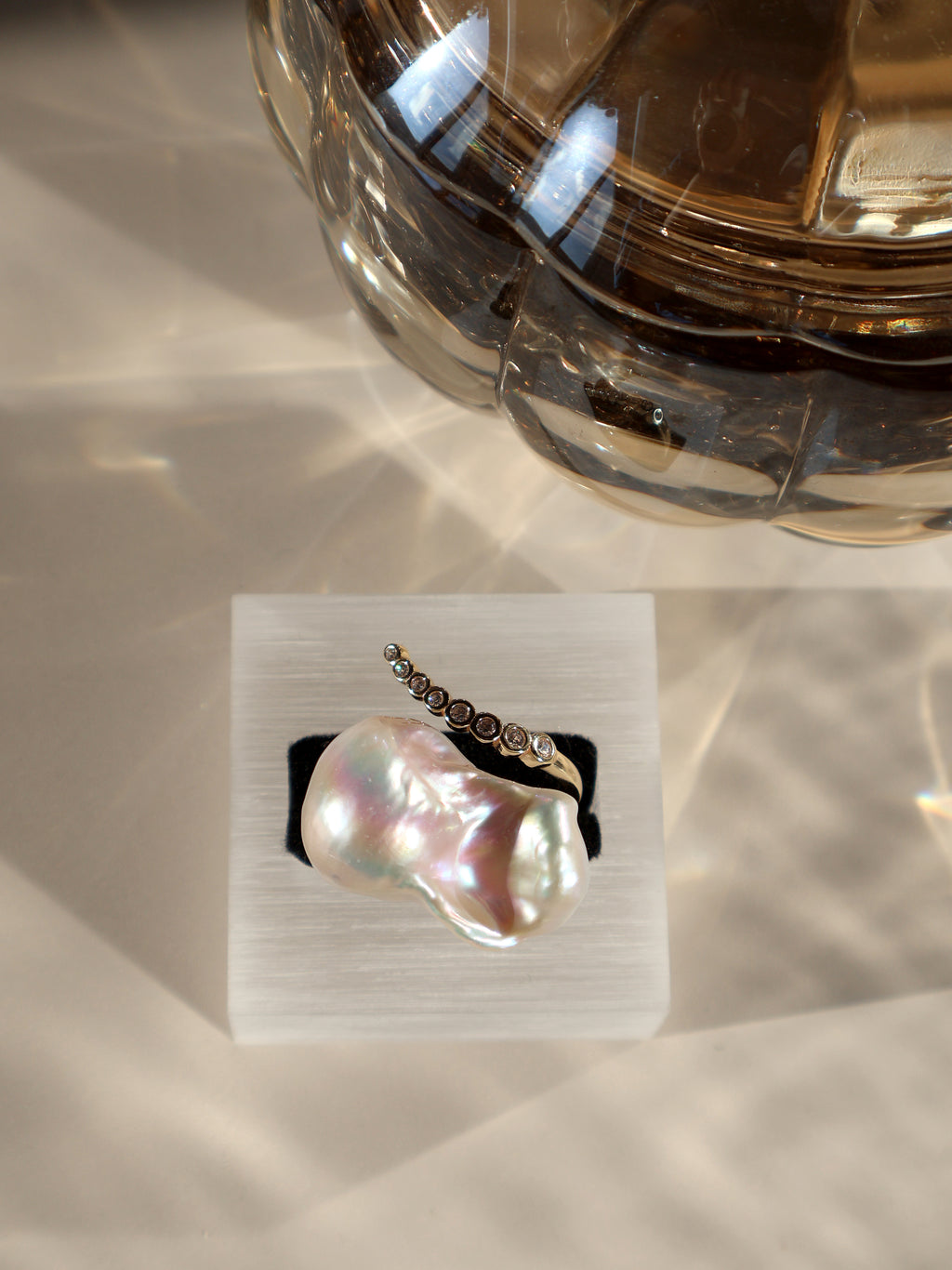 Statement Baroque Pearl Ring – Sterling Silver, Large Asymmetrical Freshwater Pearl