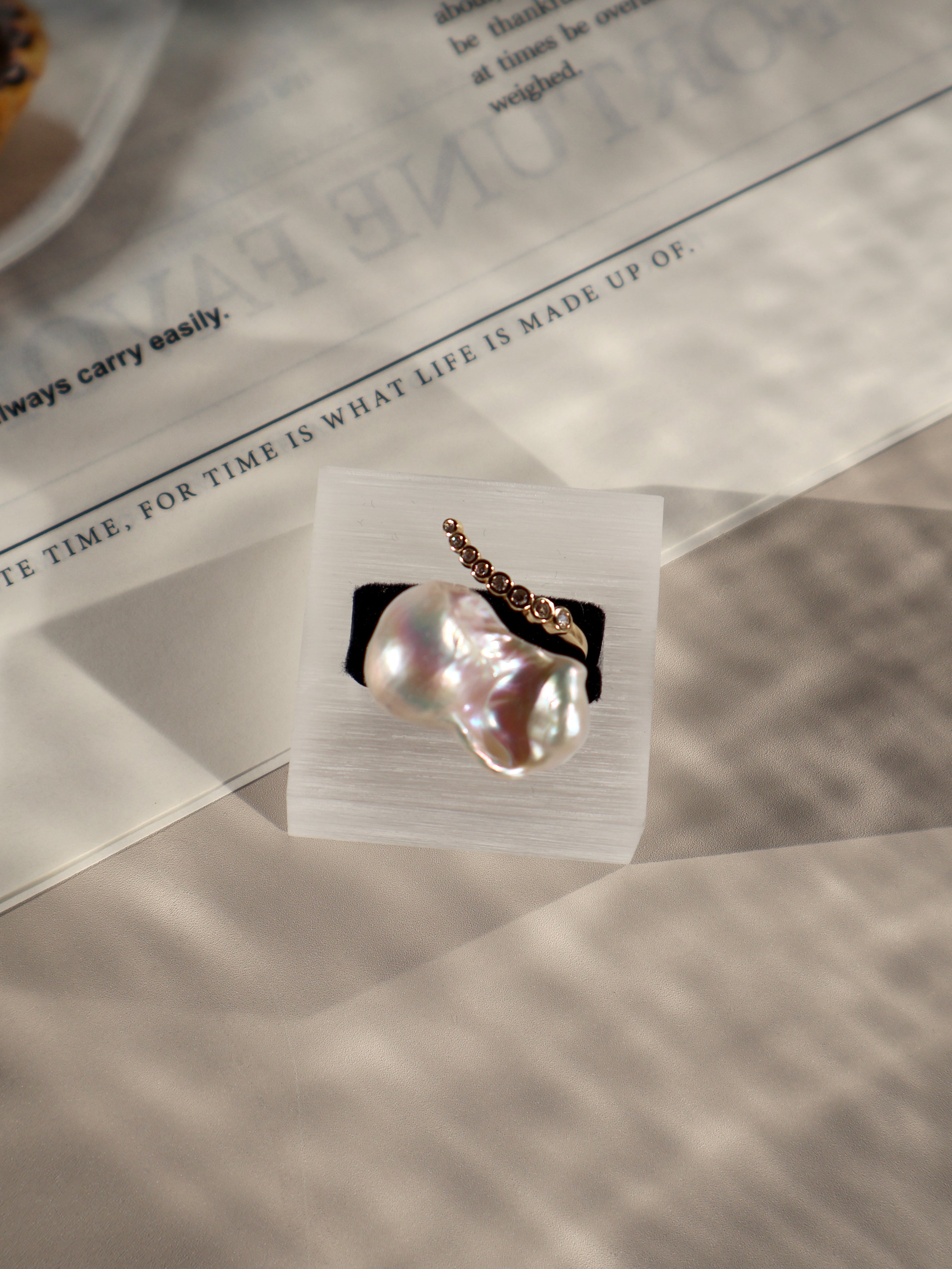 Statement Baroque Pearl Ring – Sterling Silver, Large Asymmetrical Freshwater Pearl