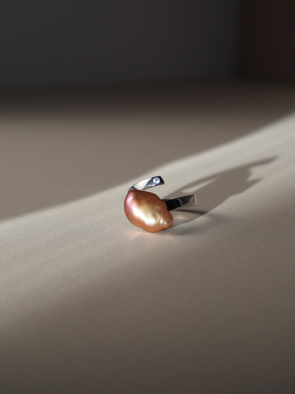Pink Cloud Baroque Pearl Ring – Sterling Silver Open Ring